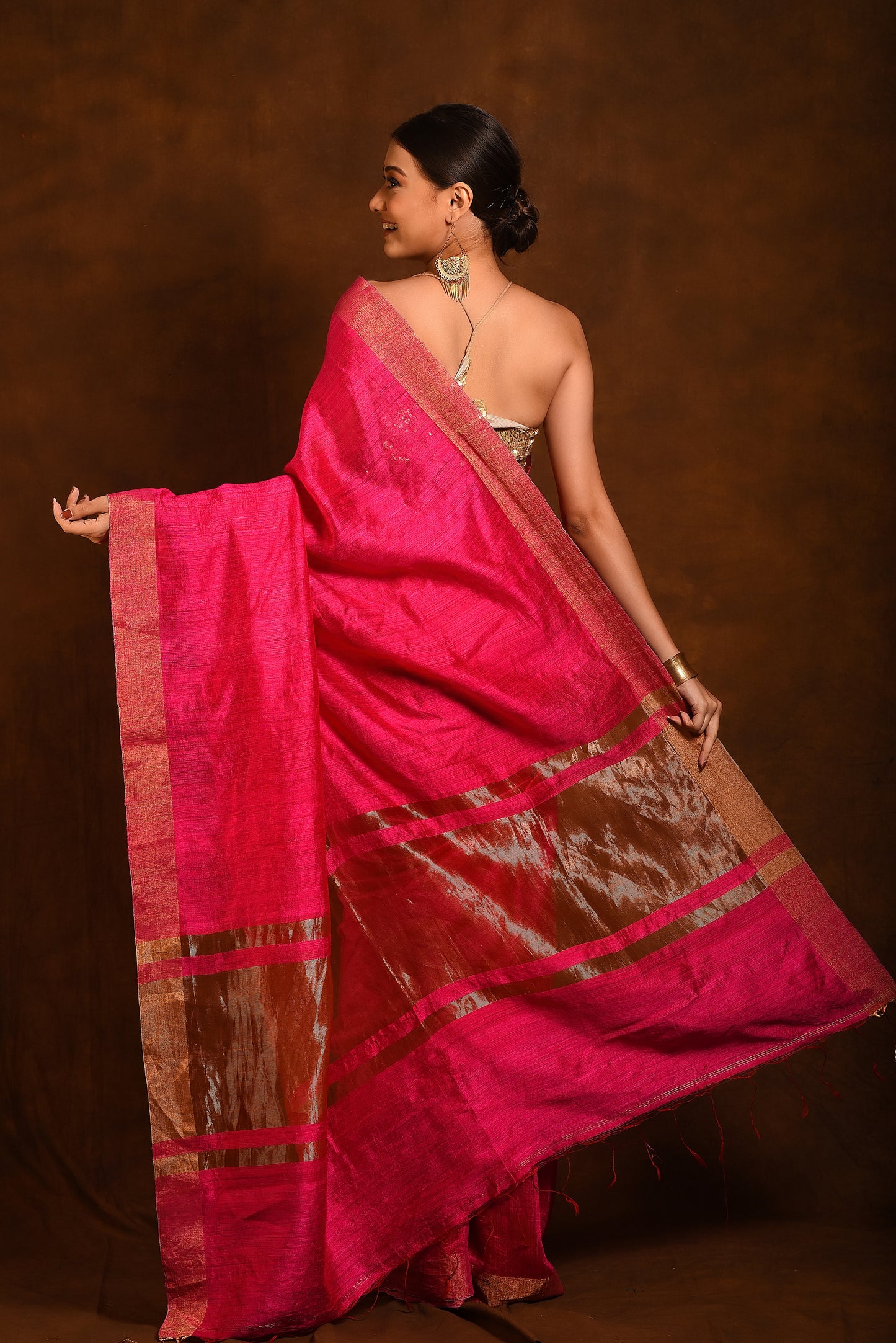 Fuchsia Pure Matka Silk Handloom Saree