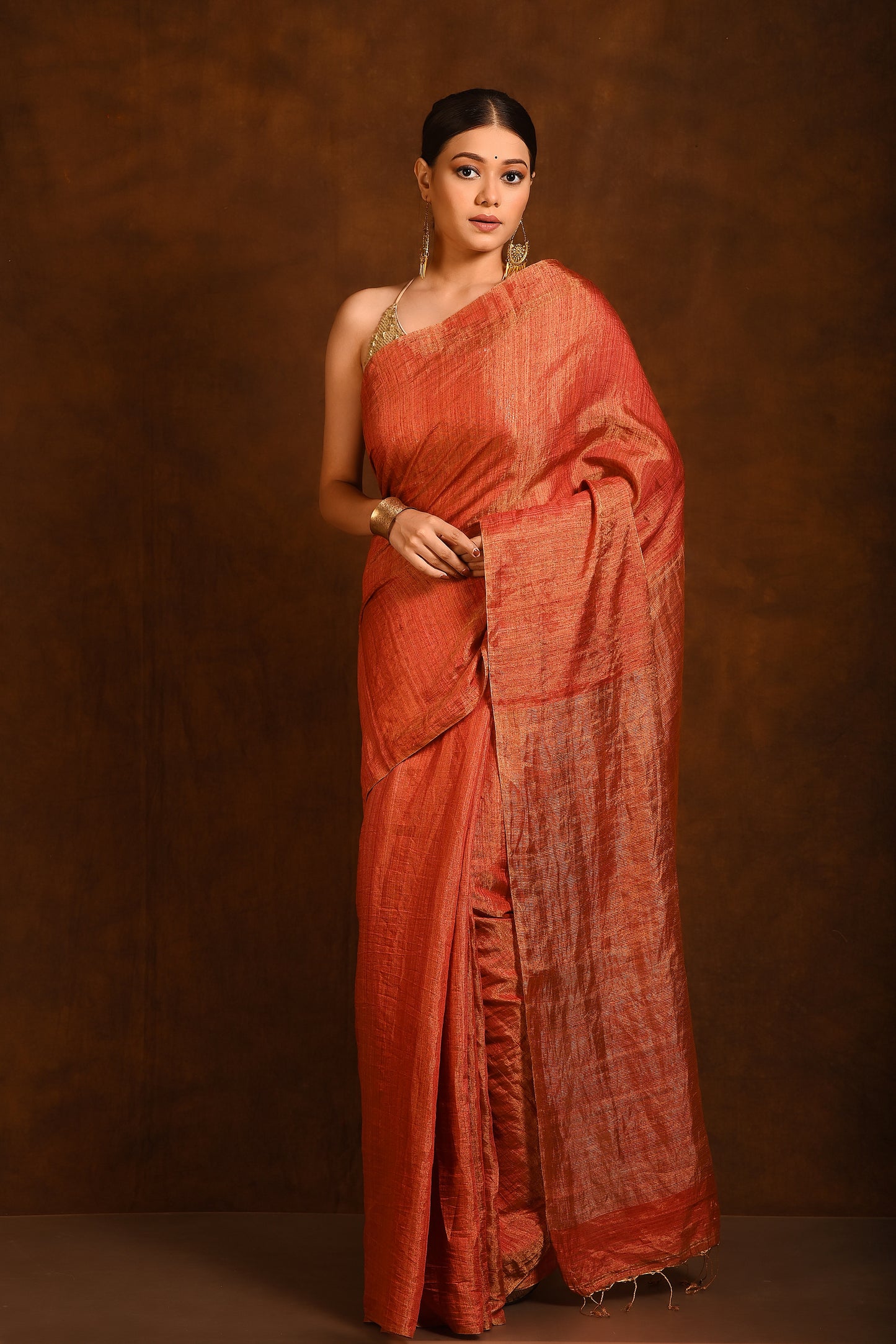 Red Pure Matka Silk Tissue Handloom Saree
