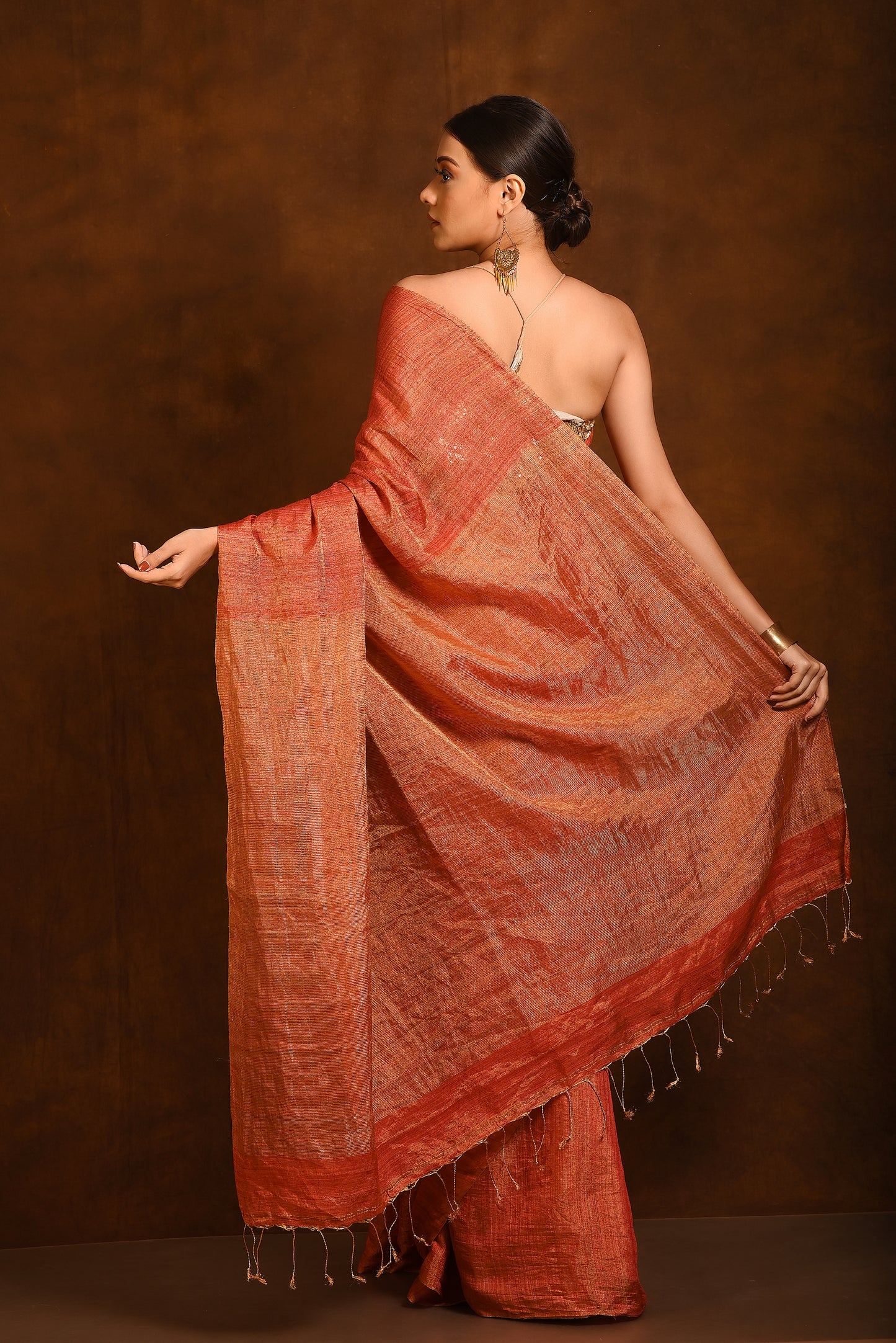 Red Pure Matka Silk Tissue Handloom Saree