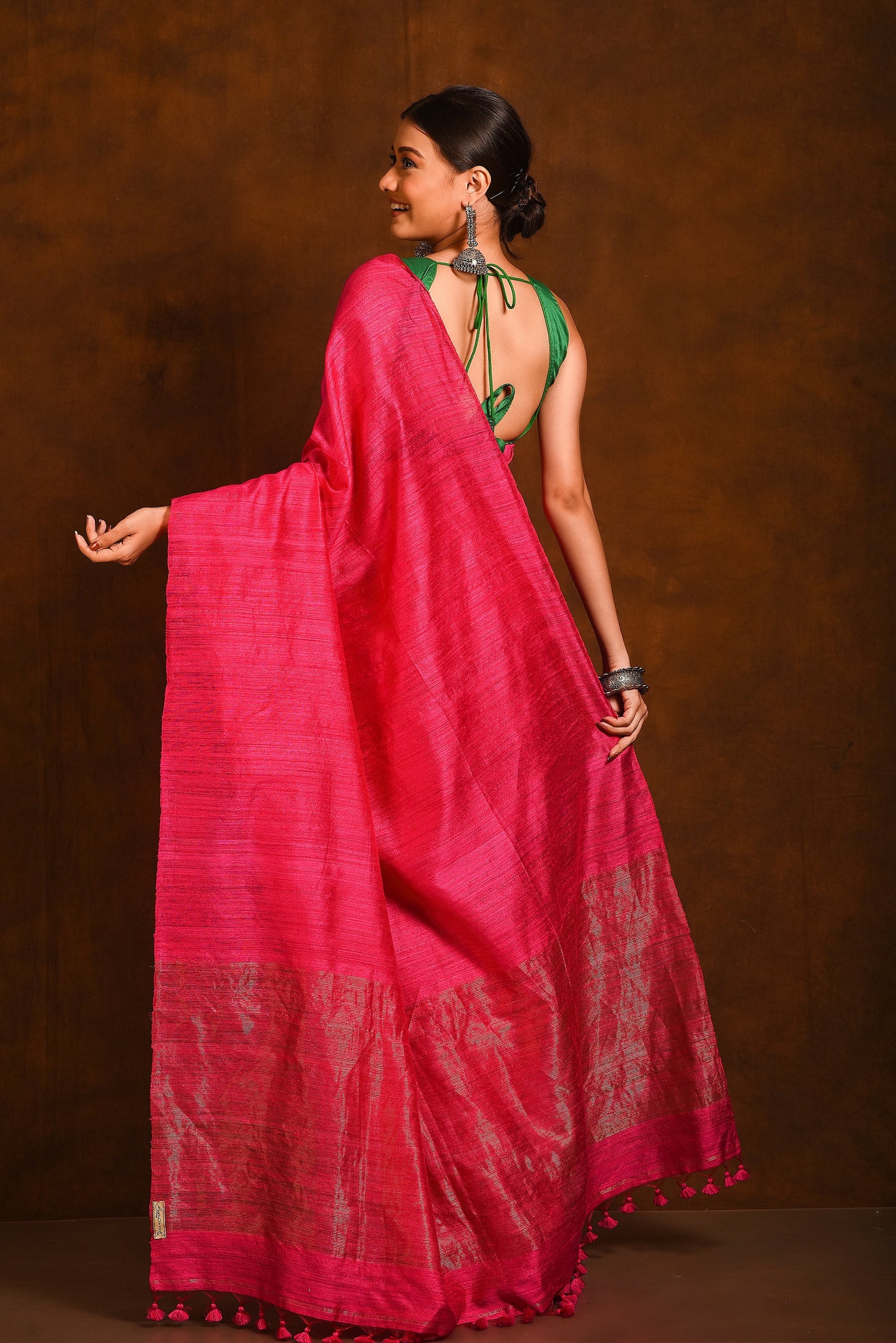 Fuchsia Pure Matka Silk Handloom Saree