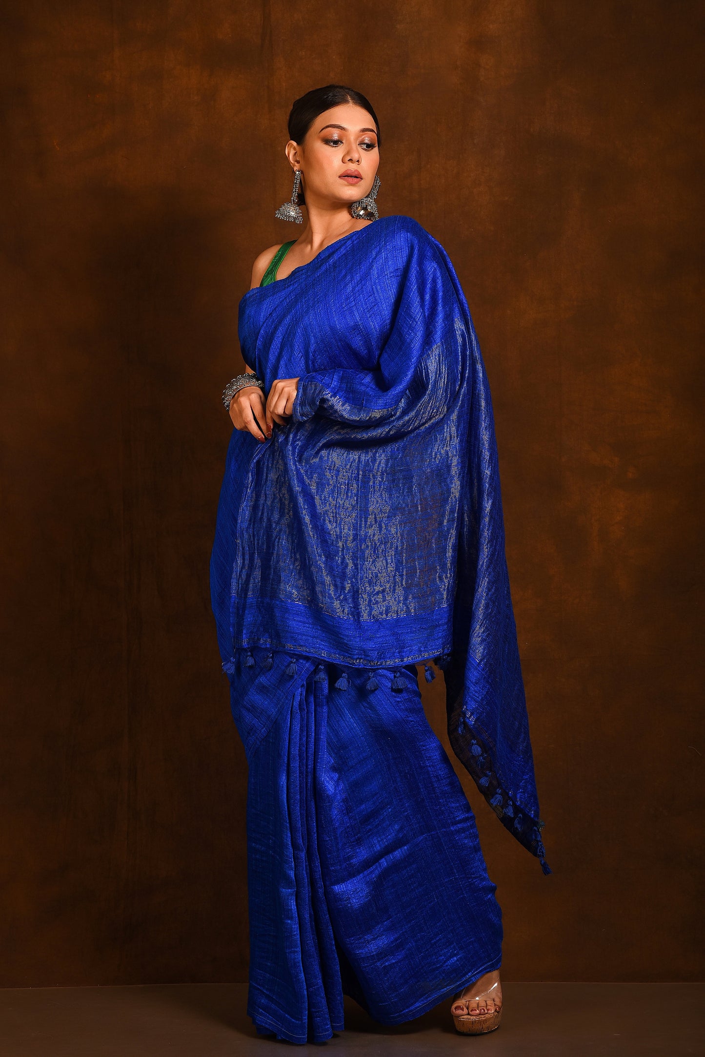 Blue Pure Matka Silk Handloom Saree