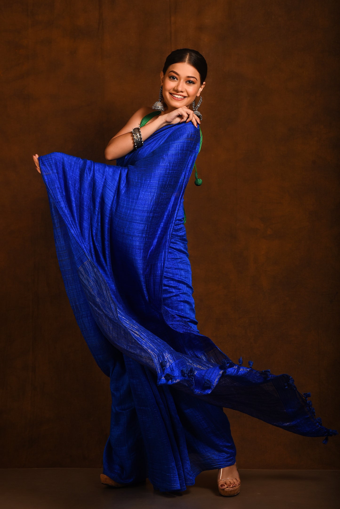 Blue Pure Matka Silk Handloom Saree
