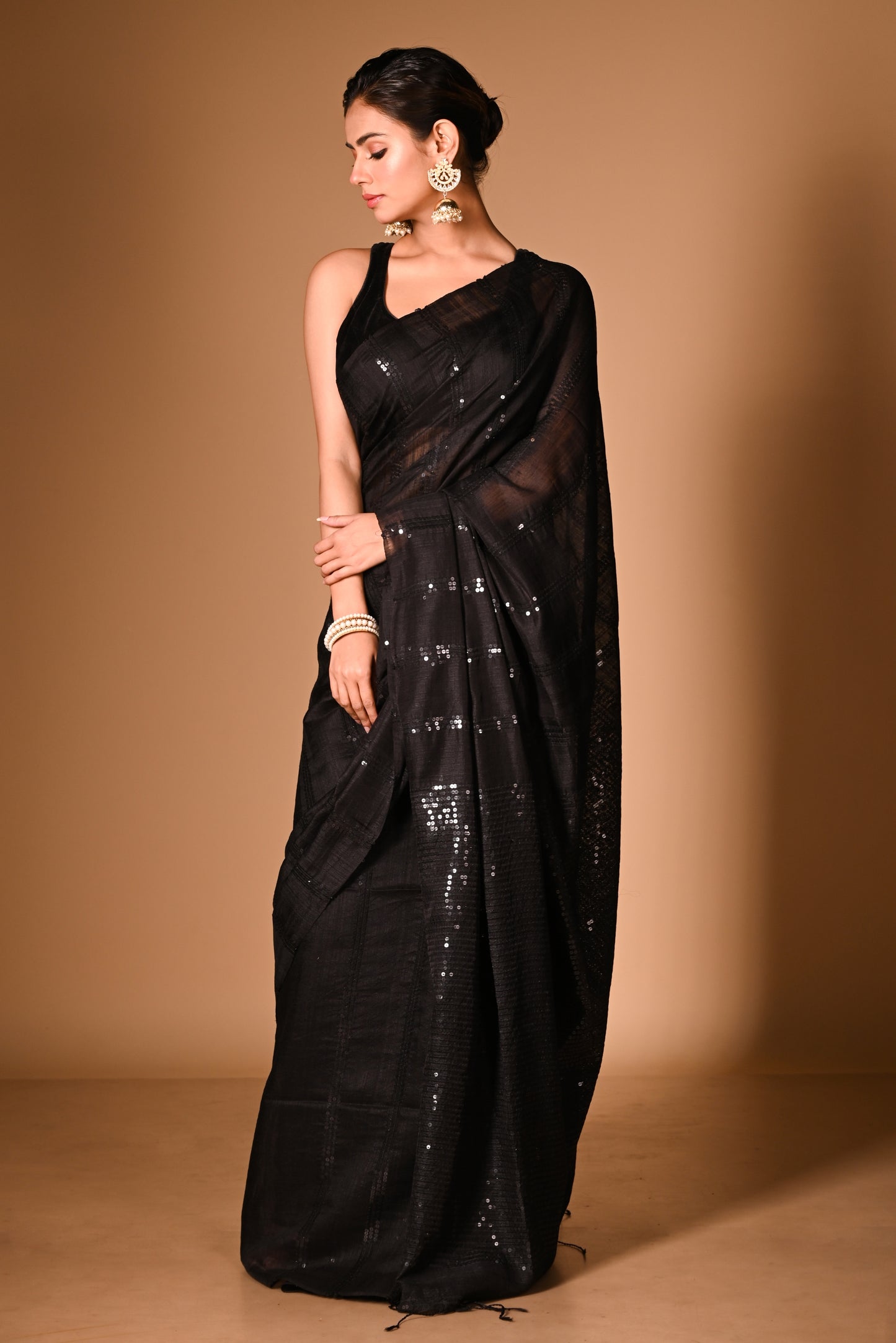 Black Pure Matka Silk Handloom Saree