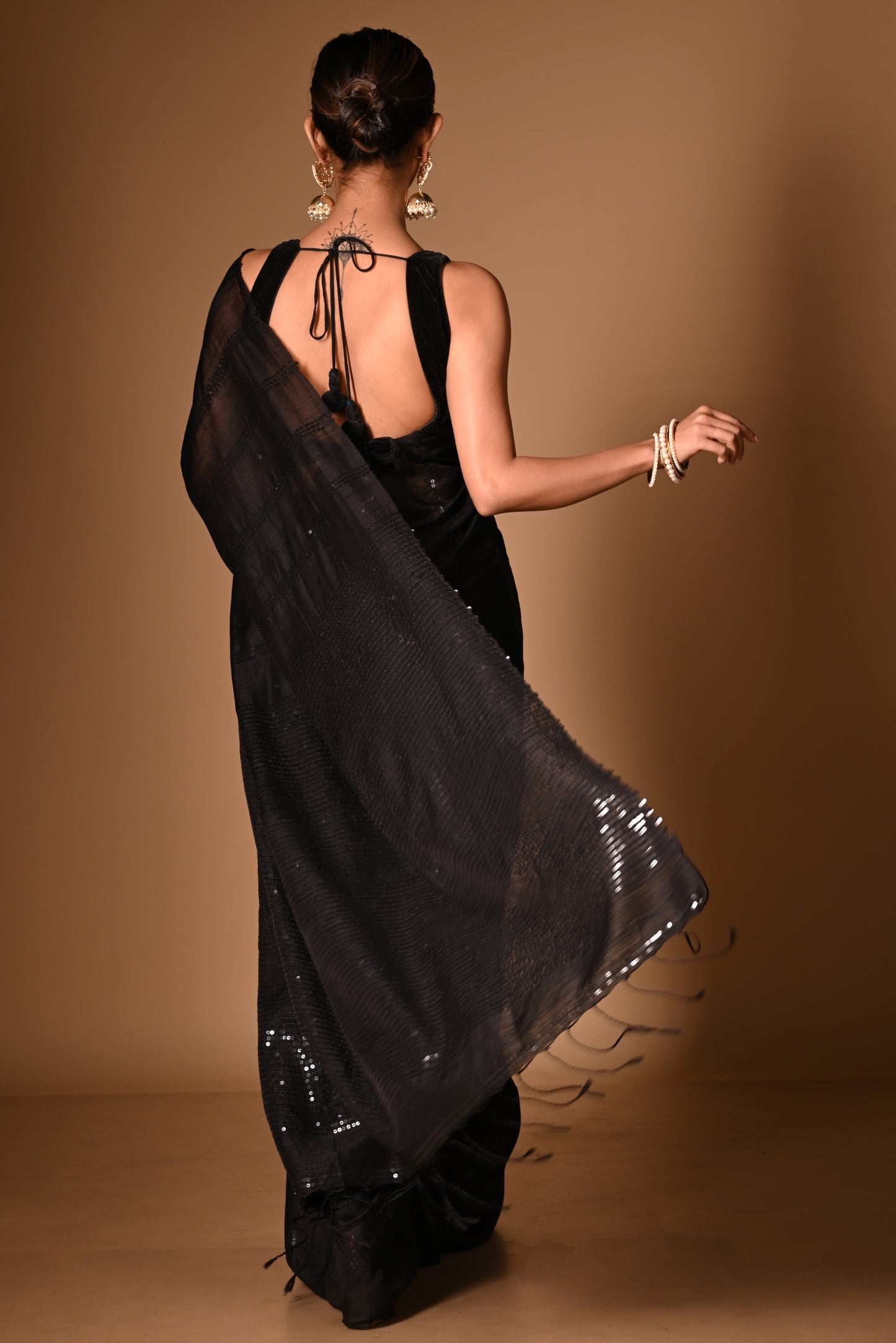 Black Pure Matka Silk Handloom Saree