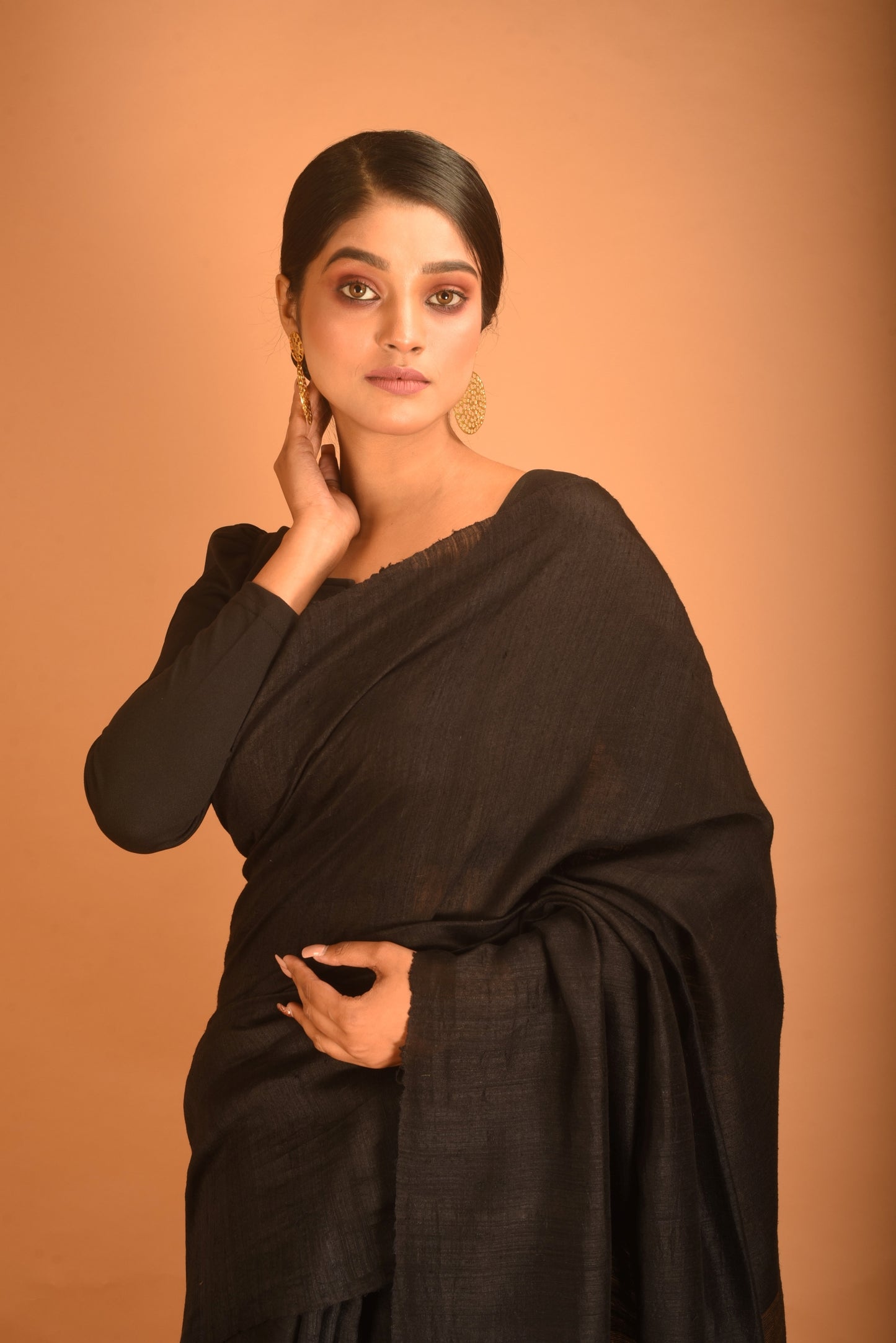 Black Pure Matka Silk Handloom Saree
