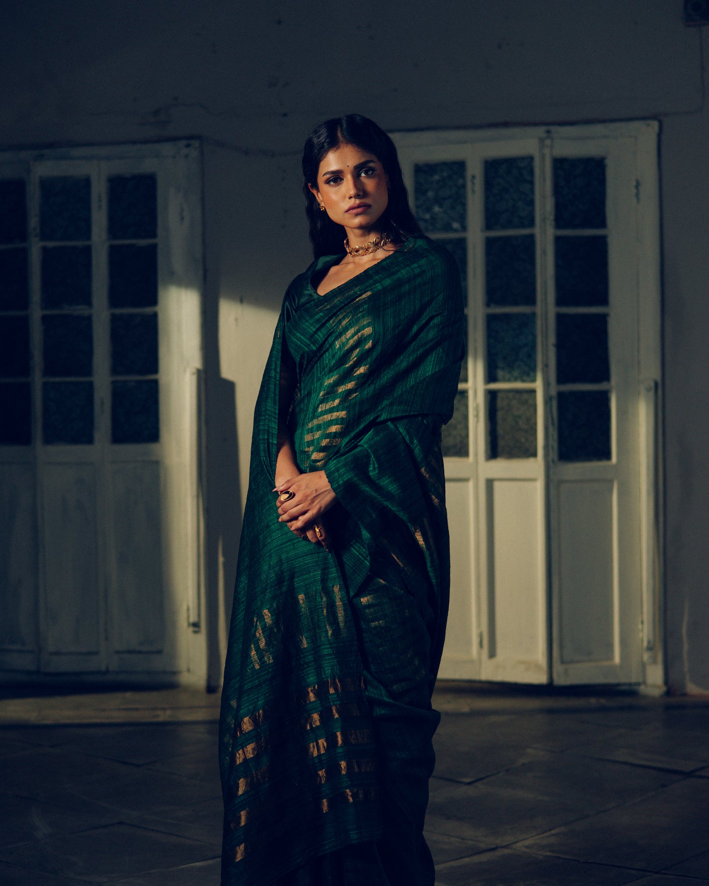 Green Pure Matka Silk Jamdani Handloom Saree