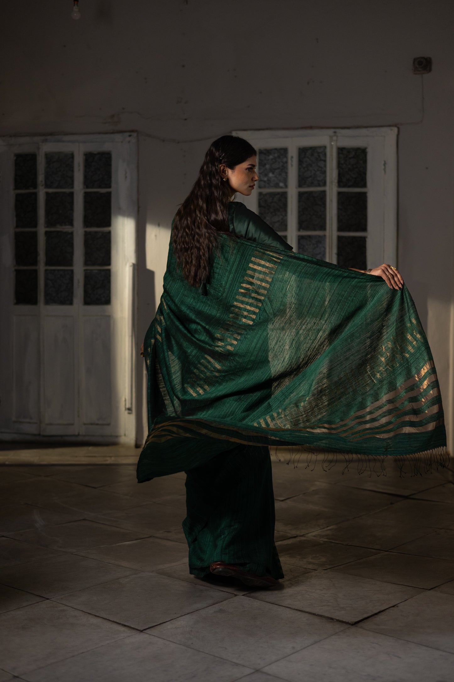 Green Pure Matka Silk Jamdani Handloom Saree
