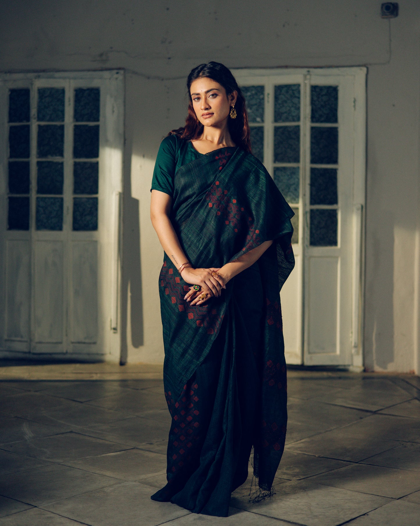 Green Pure Matka Silk Jamdani Handloom Saree