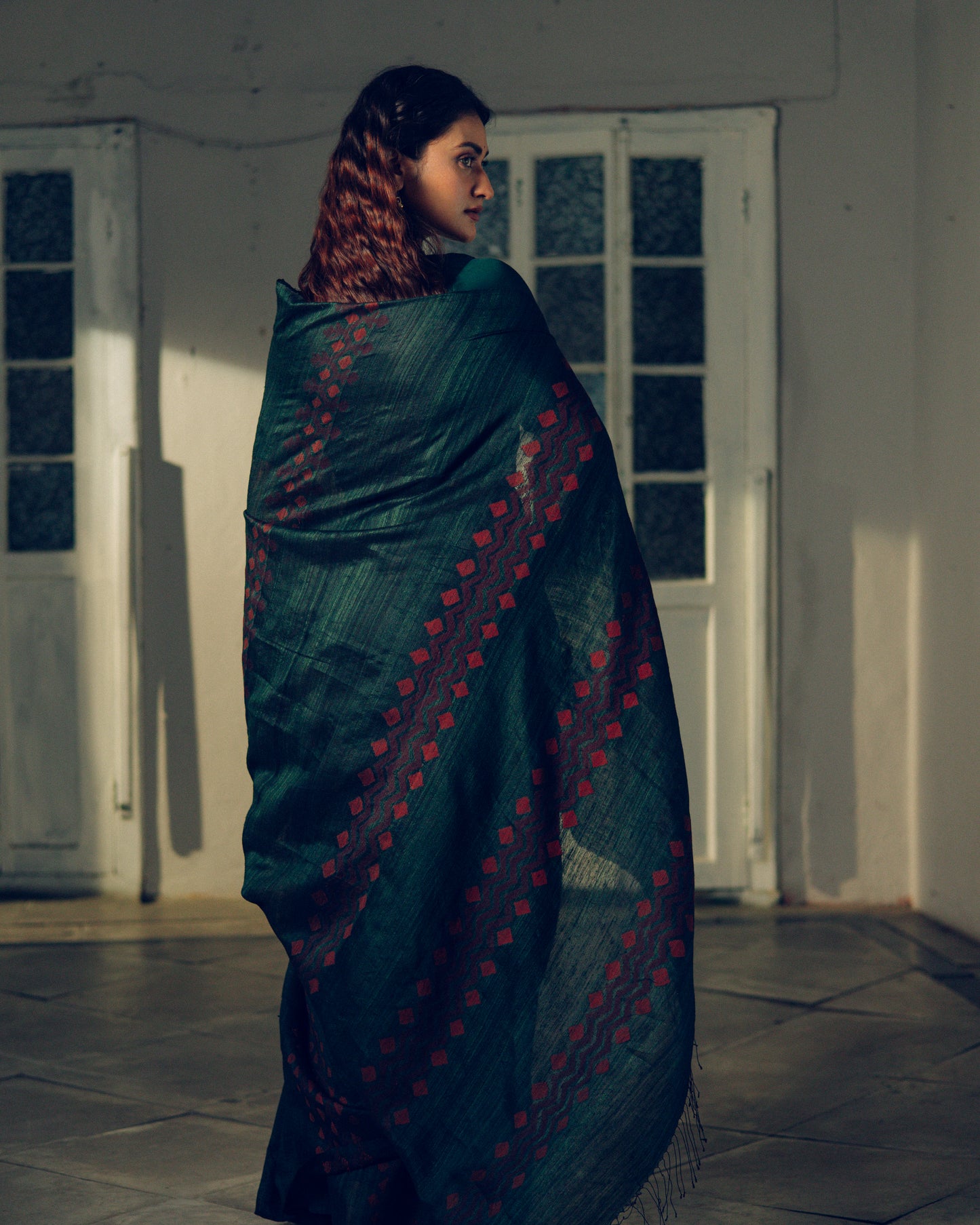 Green Pure Matka Silk Jamdani Handloom Saree