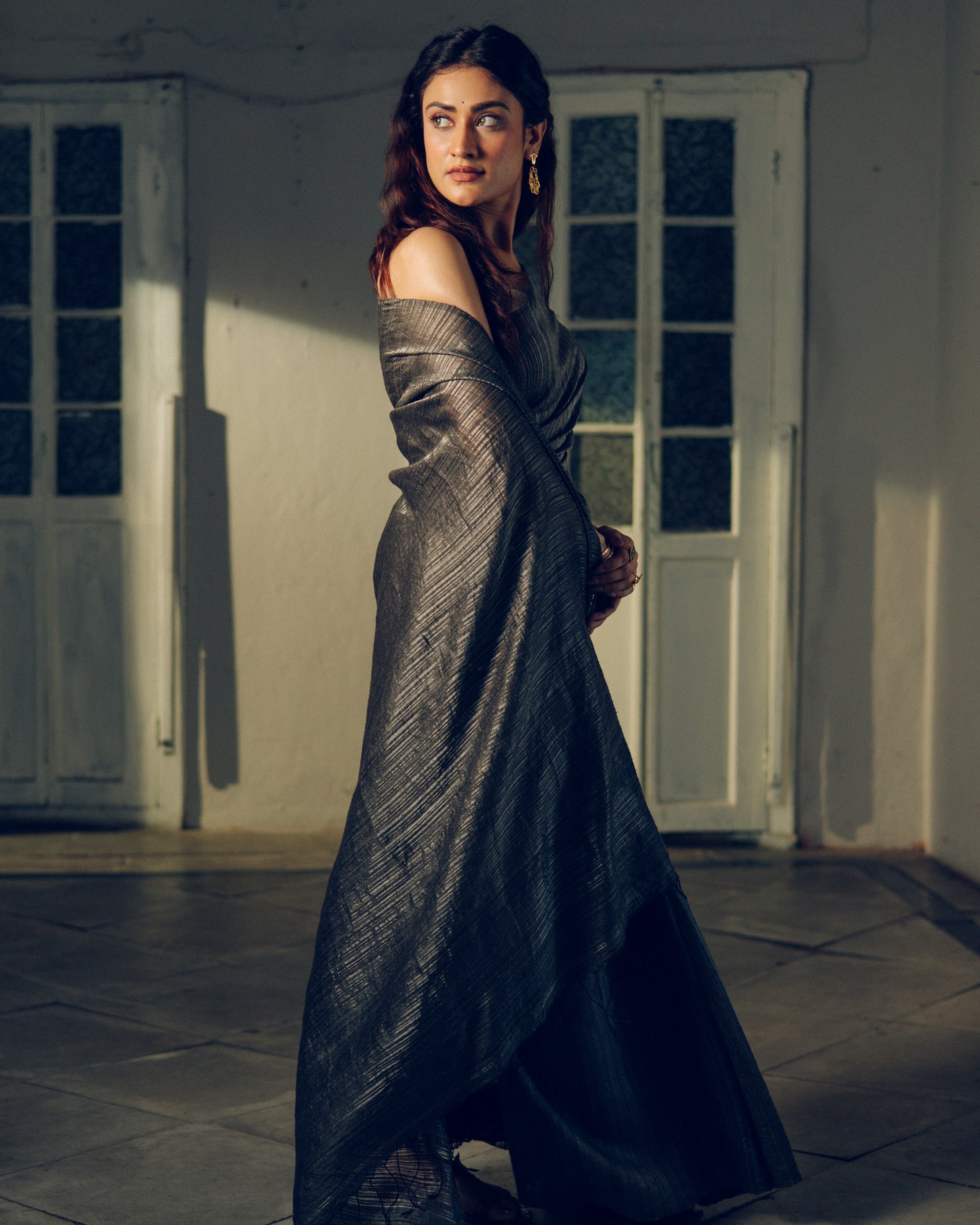 Grey Pure Matka Silk Handloom Saree