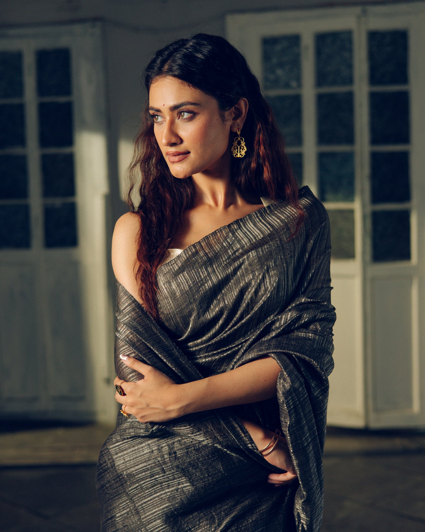 Grey Pure Matka Silk Handloom Saree