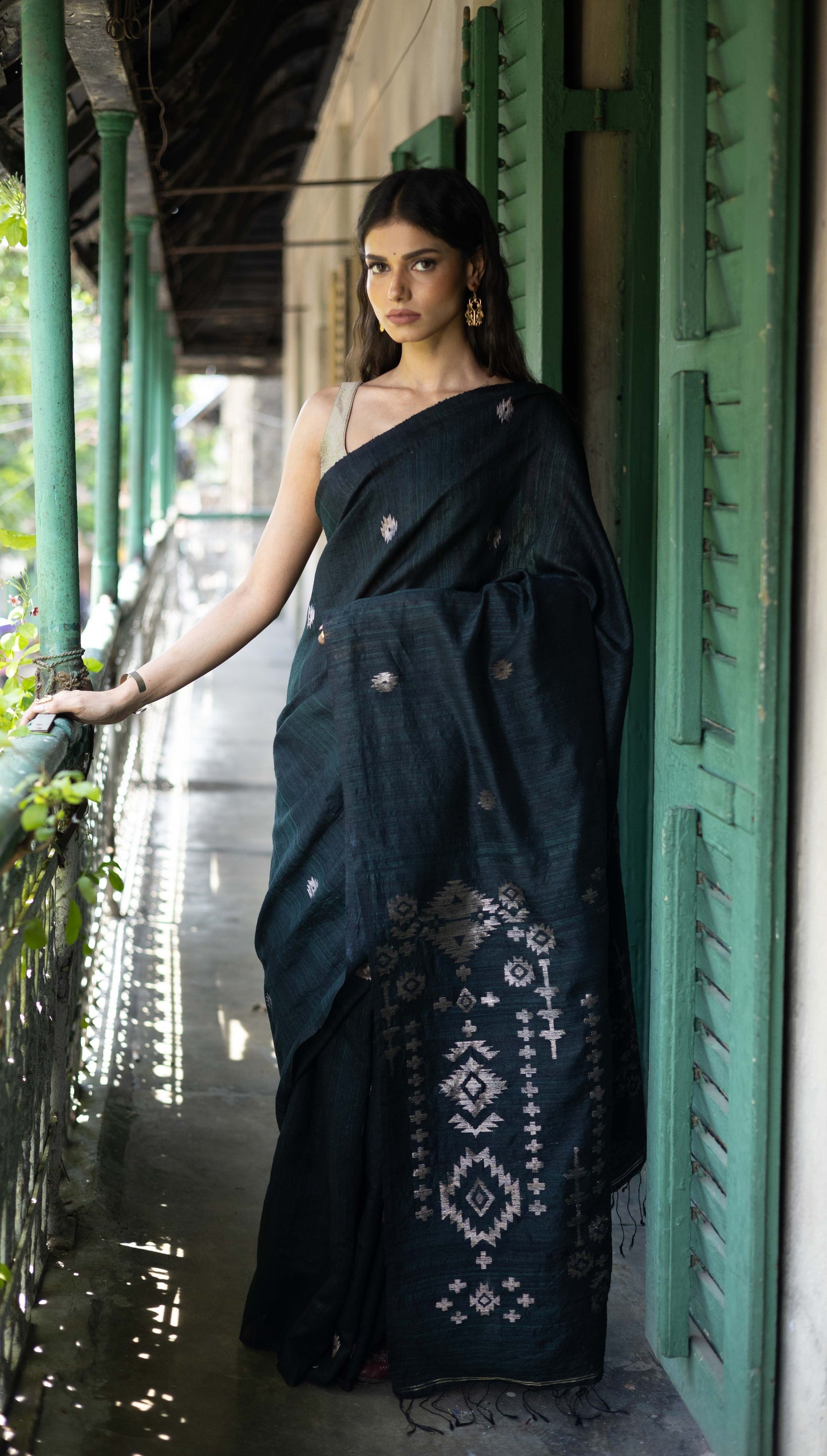 Green Pure Matka Silk Jamdani Handloom Saree