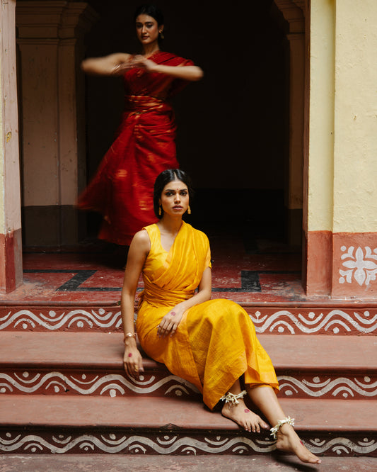 Yellow Pure Matka Silk Handloom Saree