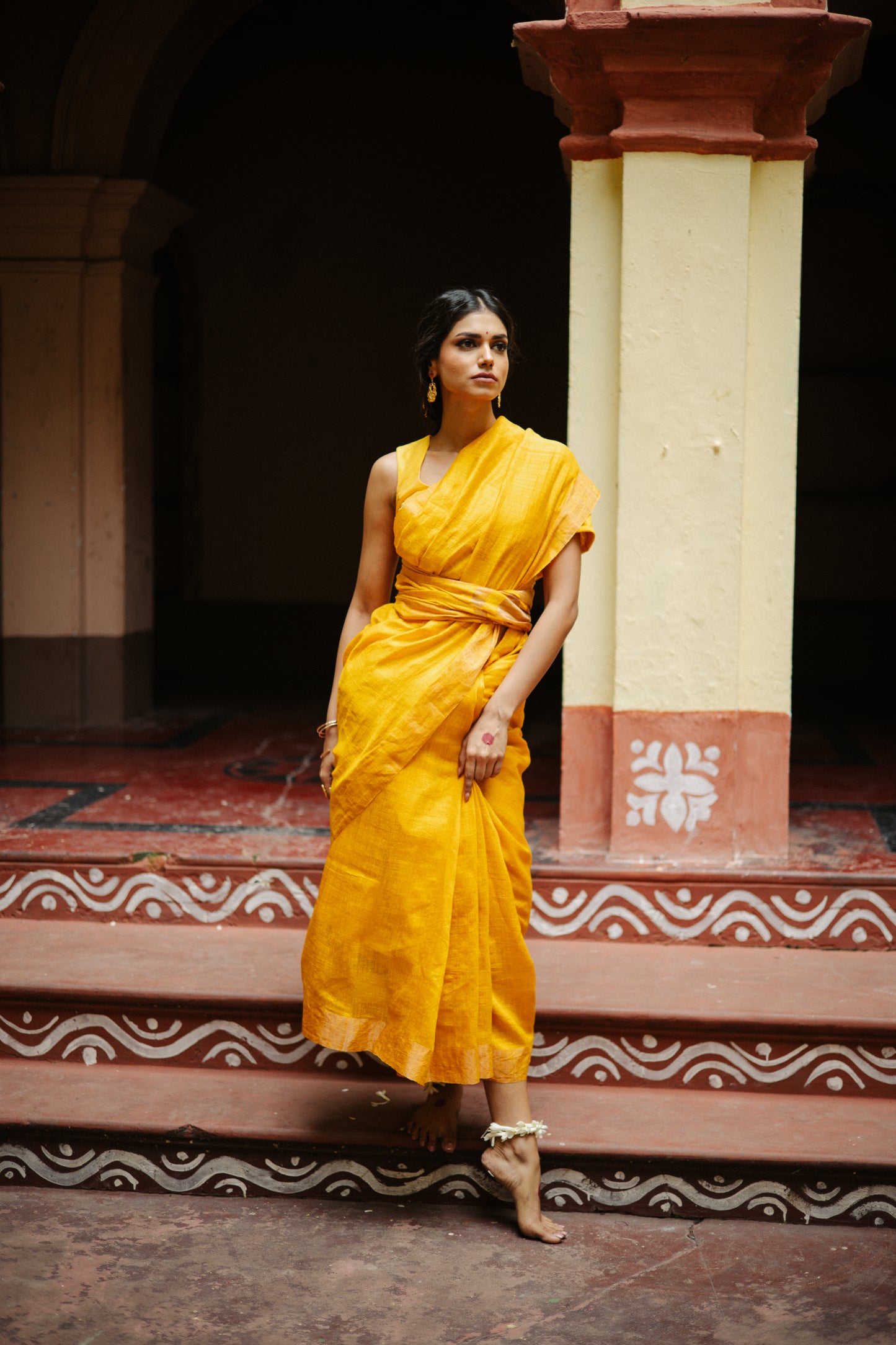 Yellow Pure Matka Silk Handloom Saree