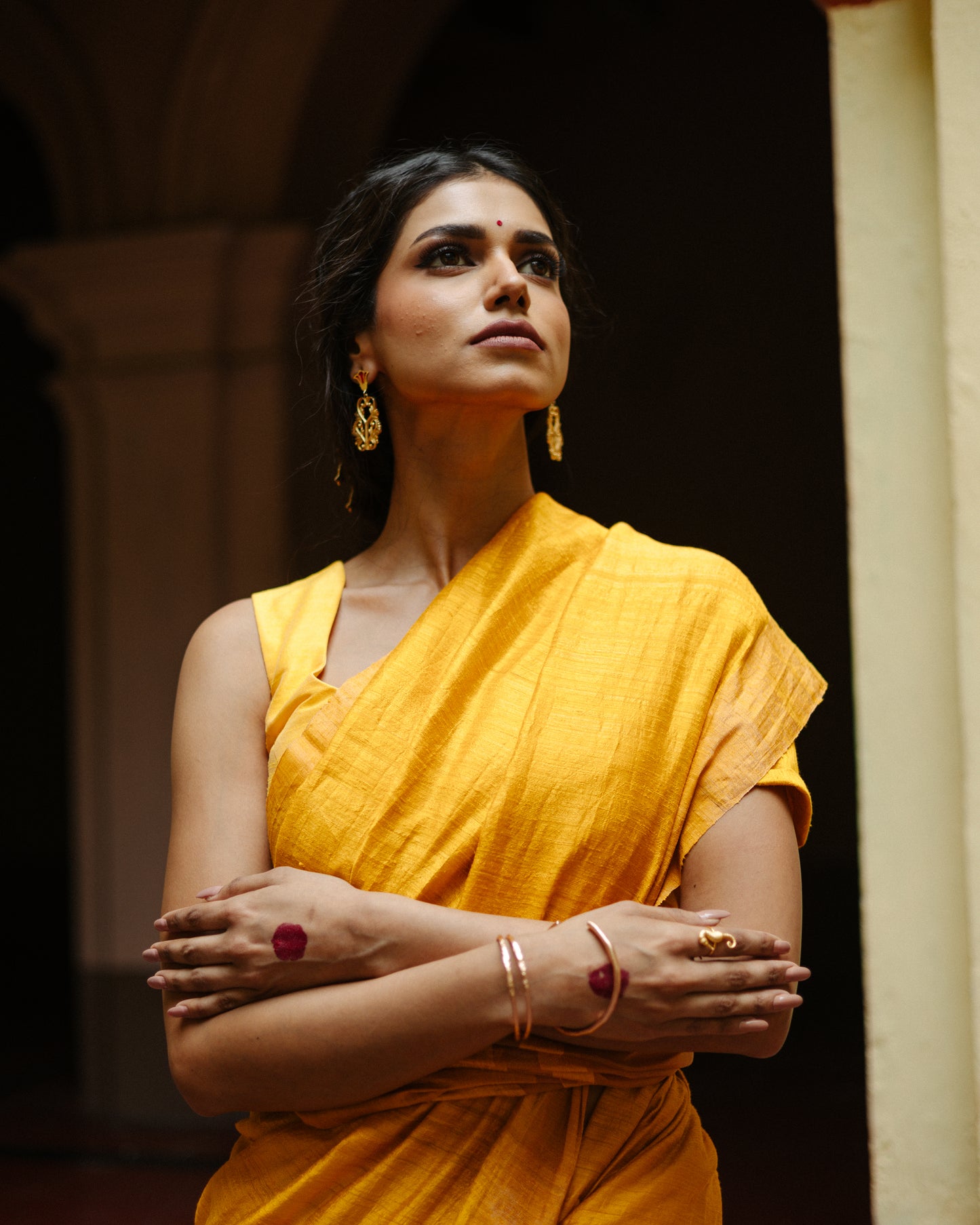 Yellow Pure Matka Silk Handloom Saree