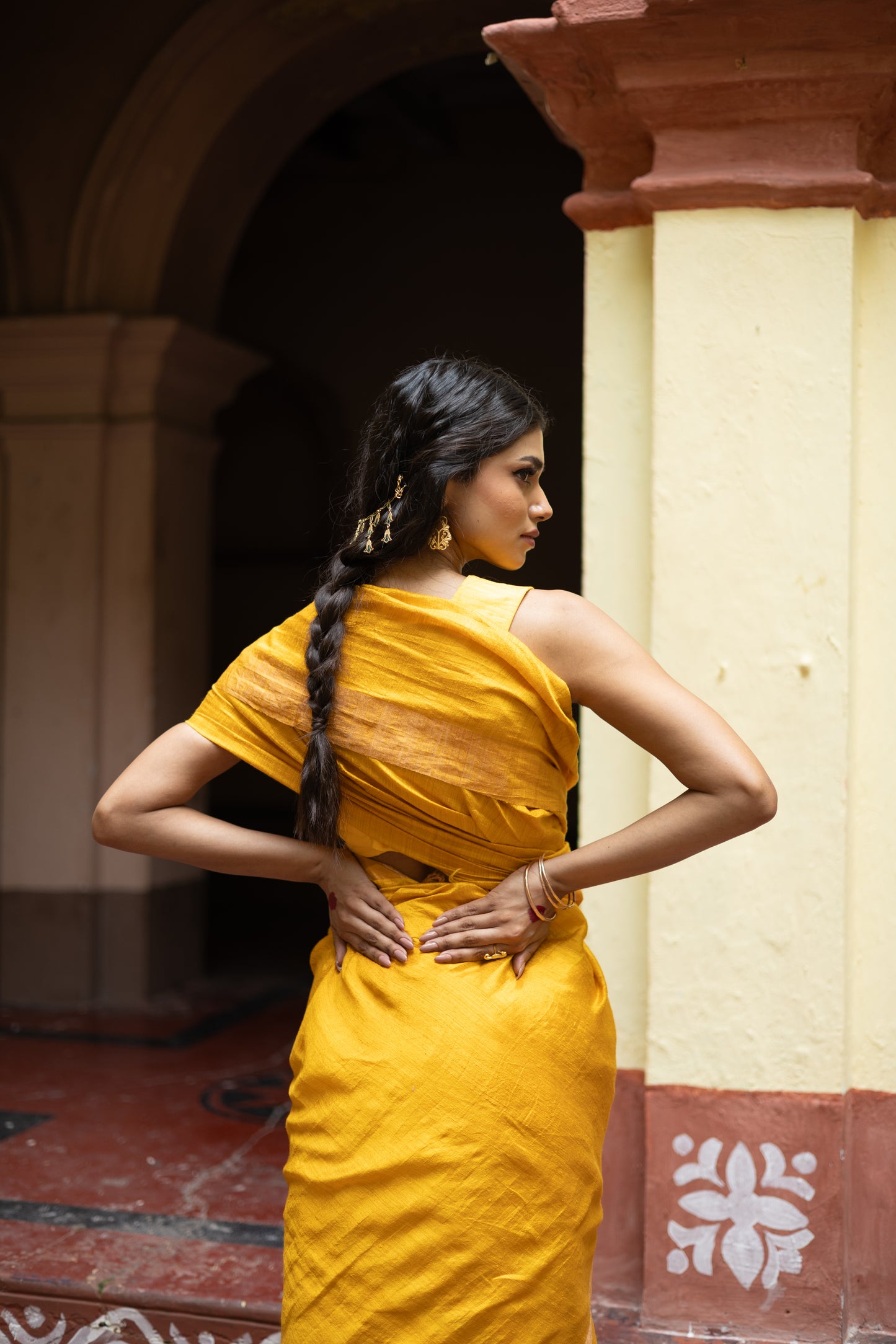 Yellow Pure Matka Silk Handloom Saree