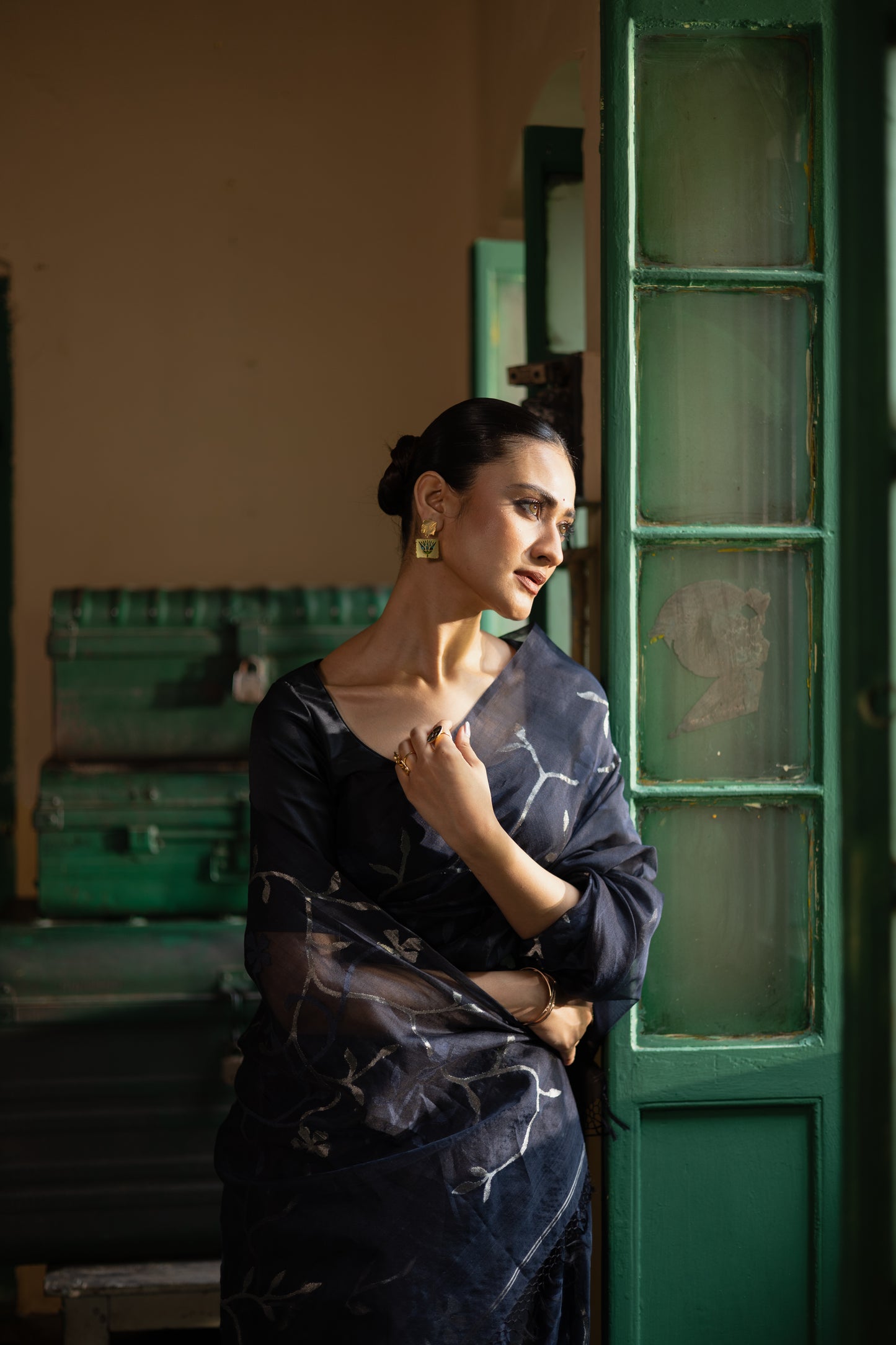 Blue Pure Organza Silk Jamdani Handloom Saree