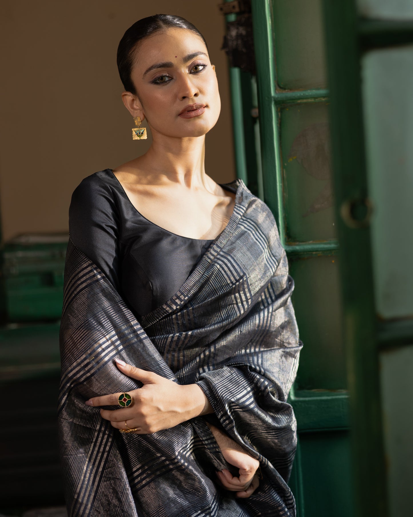 Blue Pure Tissue Matka Handloom Saree