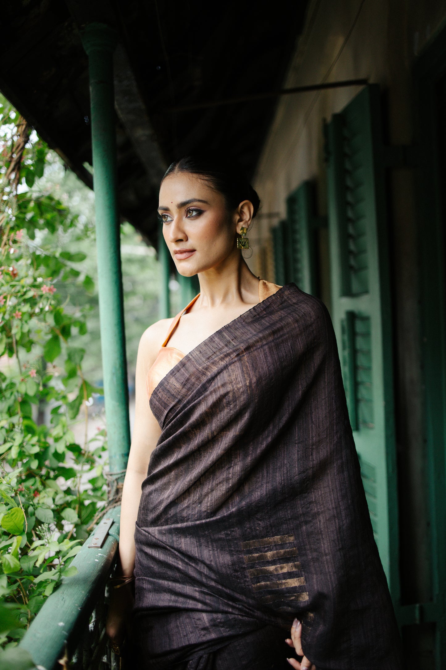 Brown Pure Matka Silk Jamdani Handloom Saree
