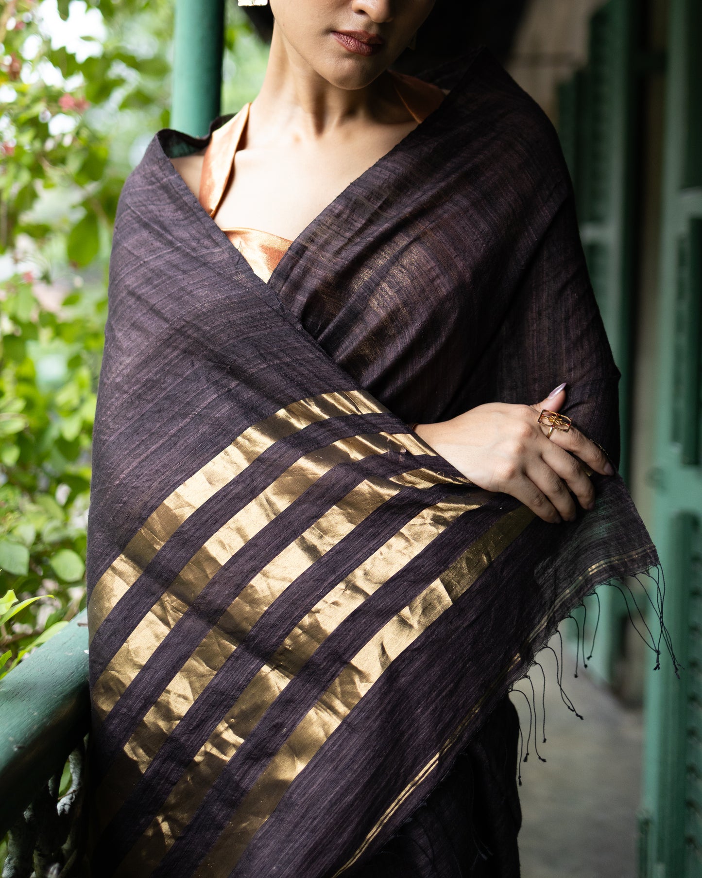 Brown Pure Matka Silk Jamdani Handloom Saree