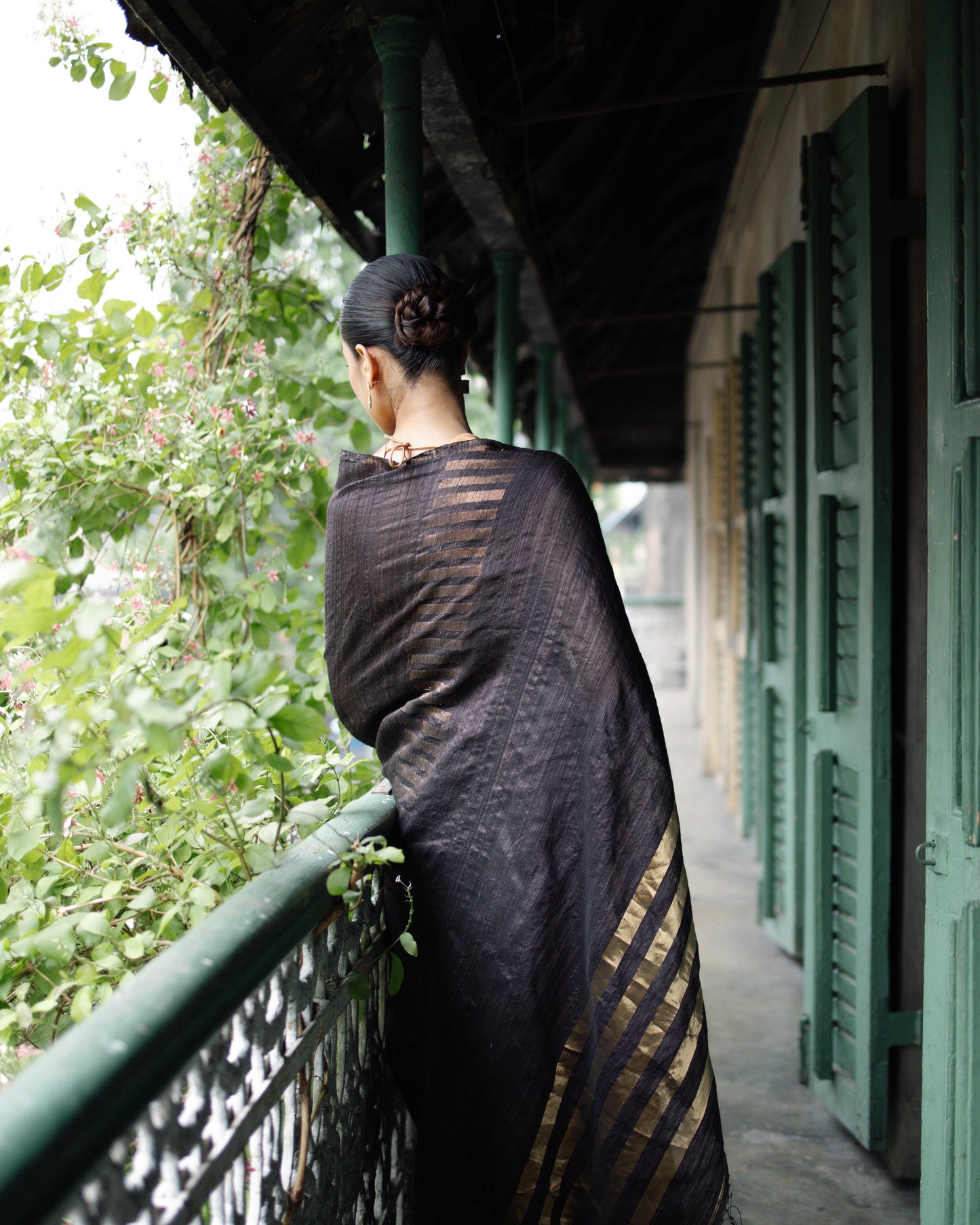 Brown Pure Matka Silk Jamdani Handloom Saree