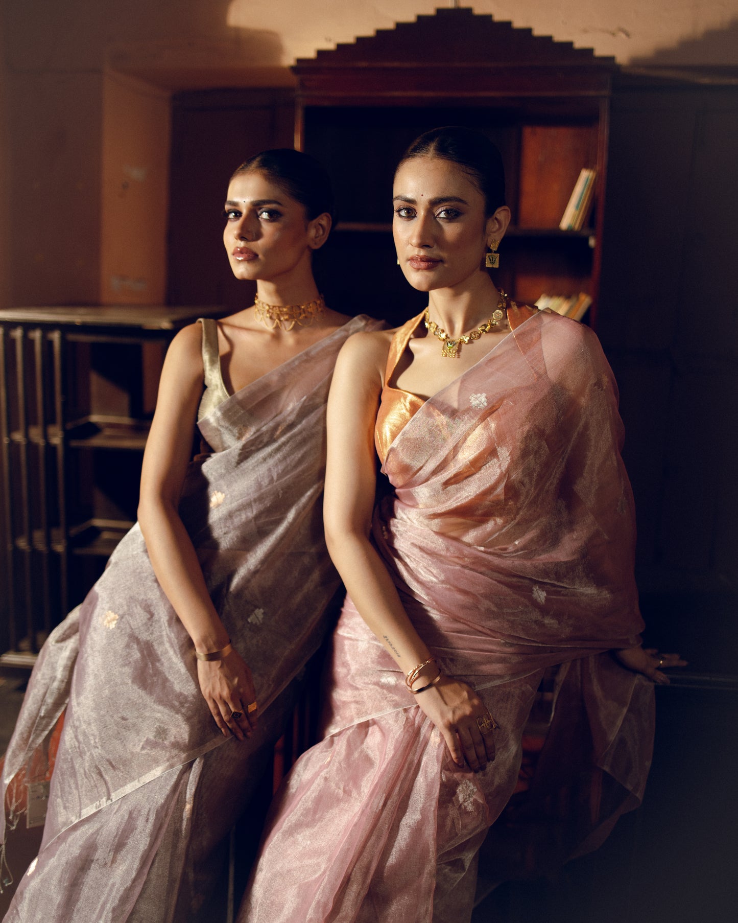 Pink Tissue Silk Jamdani Handloom Saree