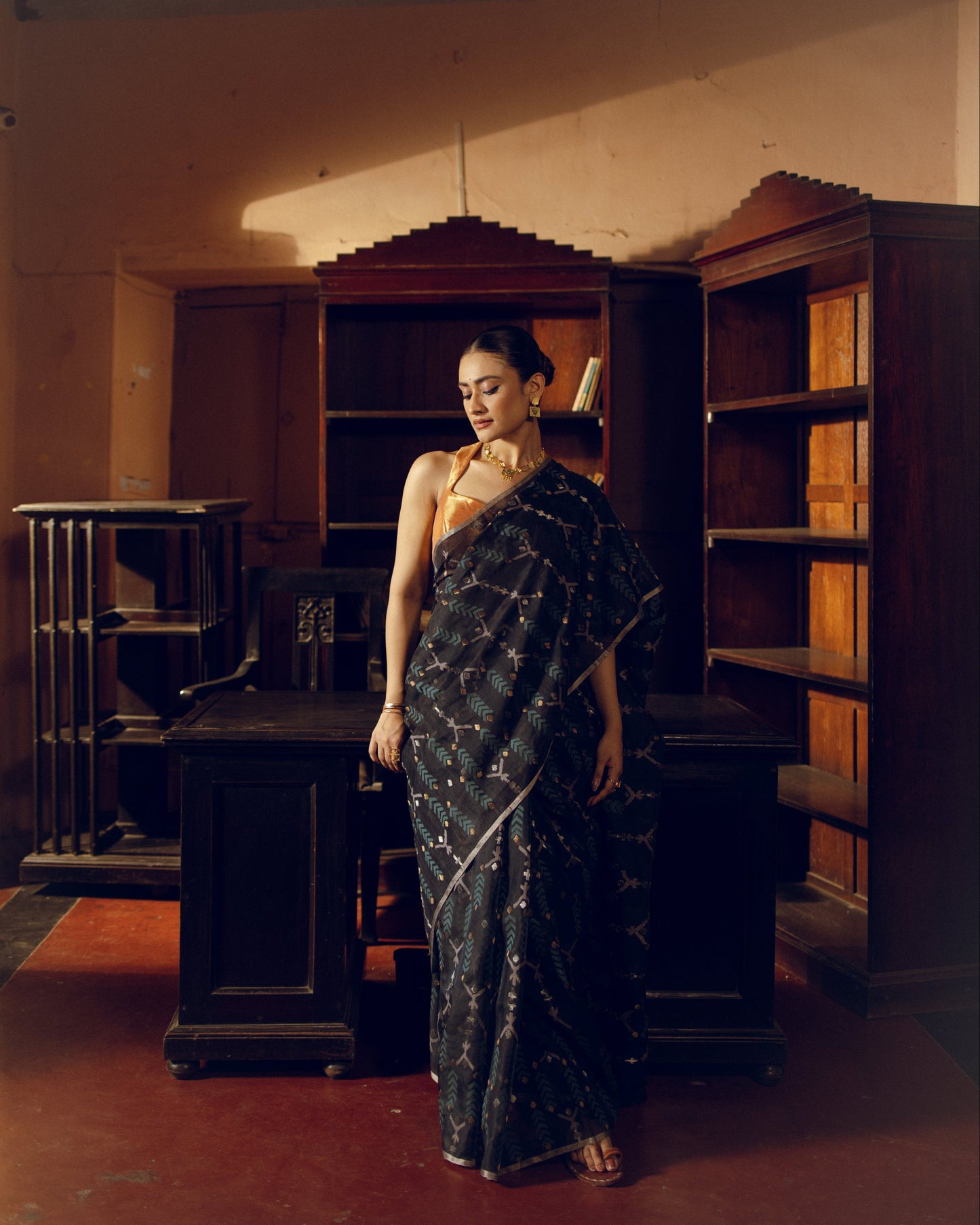 Blue Pure Organza Silk Jamdani  Handloom Saree