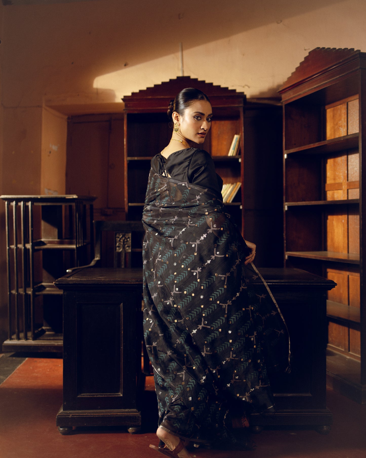 Blue Pure Organza Silk Jamdani  Handloom Saree