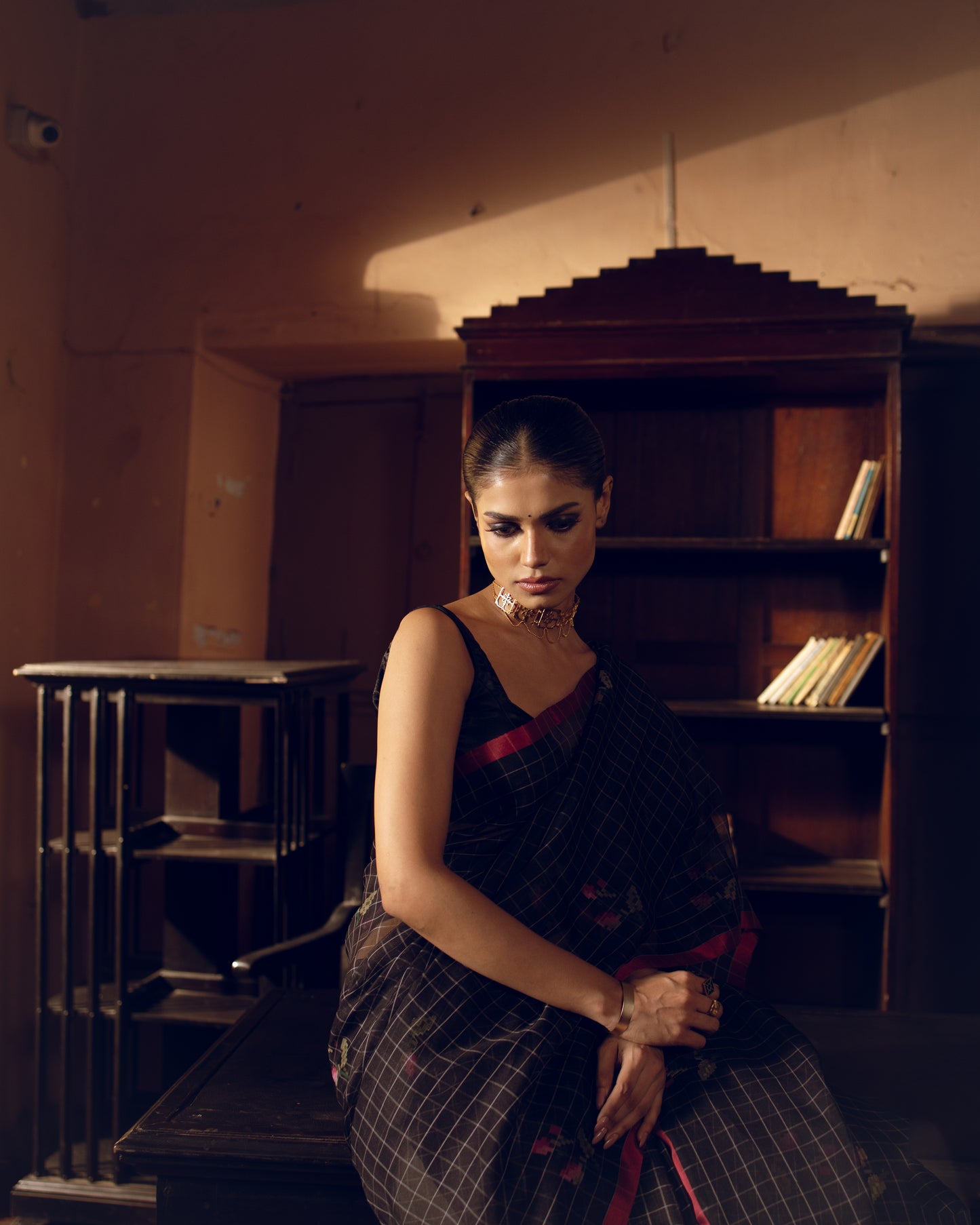 Black Pure Organza Silk Jamdani Handloom Saree