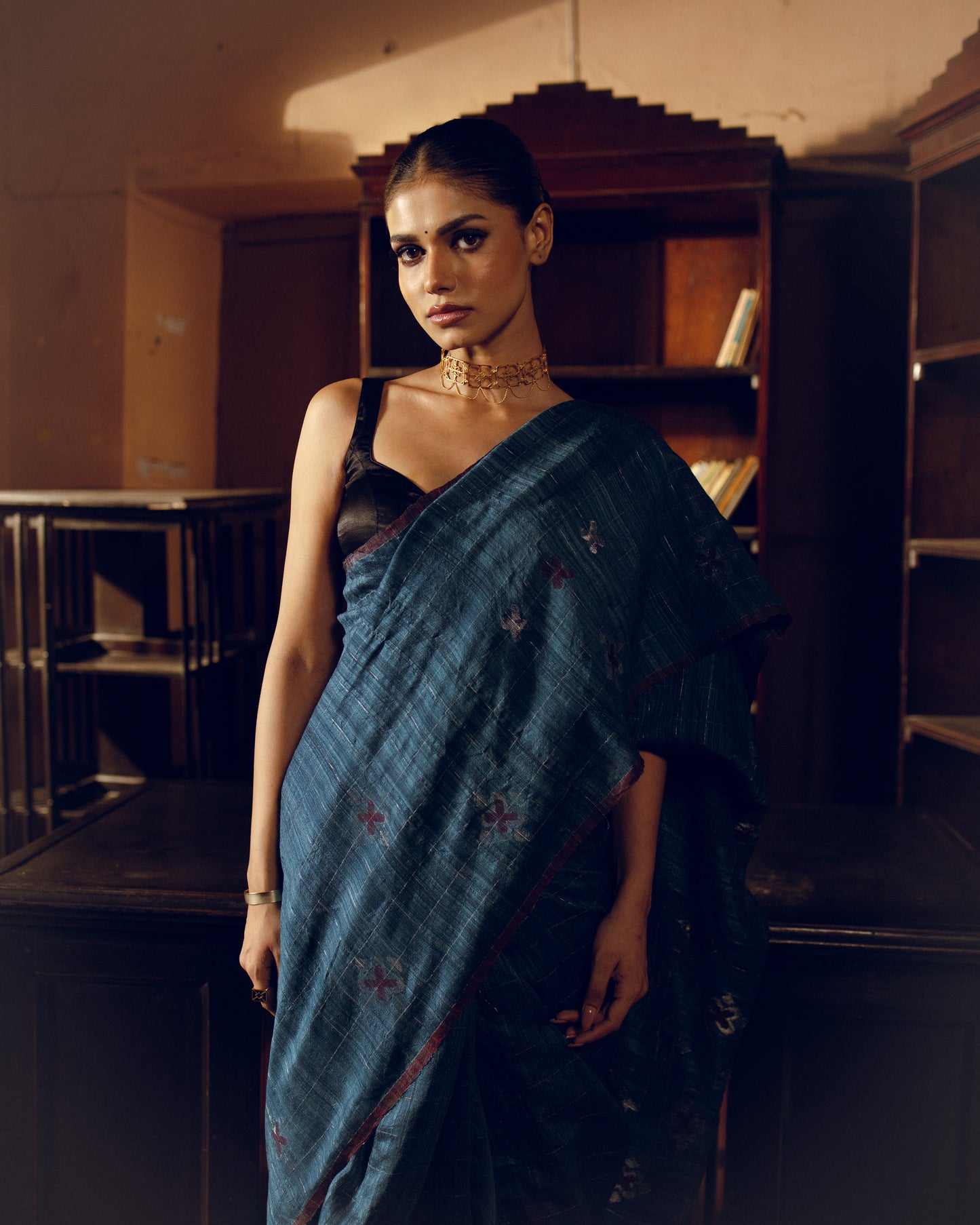 Blue Pure Matka Silk Jamdani Handloom Saree