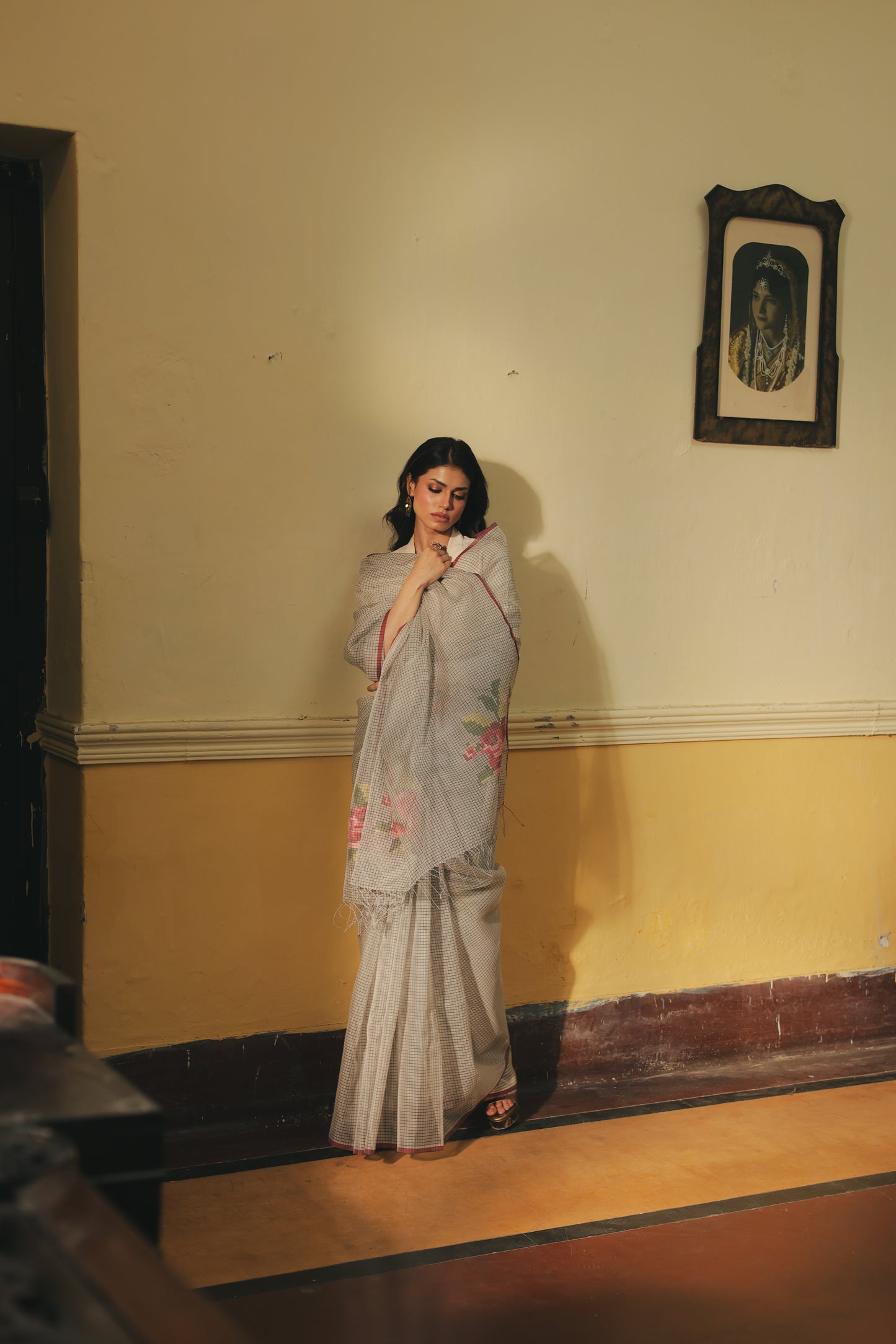 White Pure Organza Silk Jamdani Handloom Saree