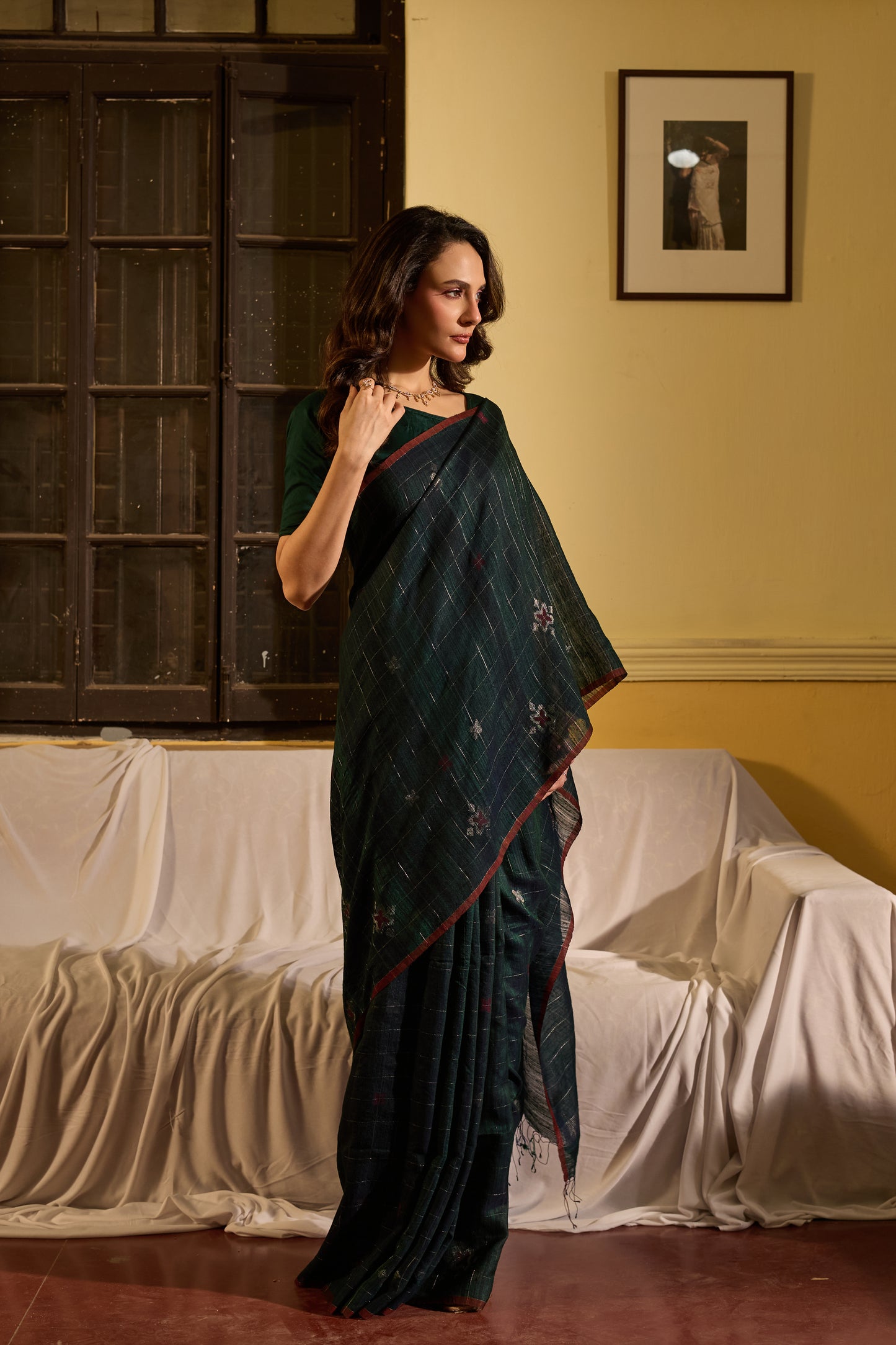 Green Pure Matka Silk Jamdani Handloom Saree