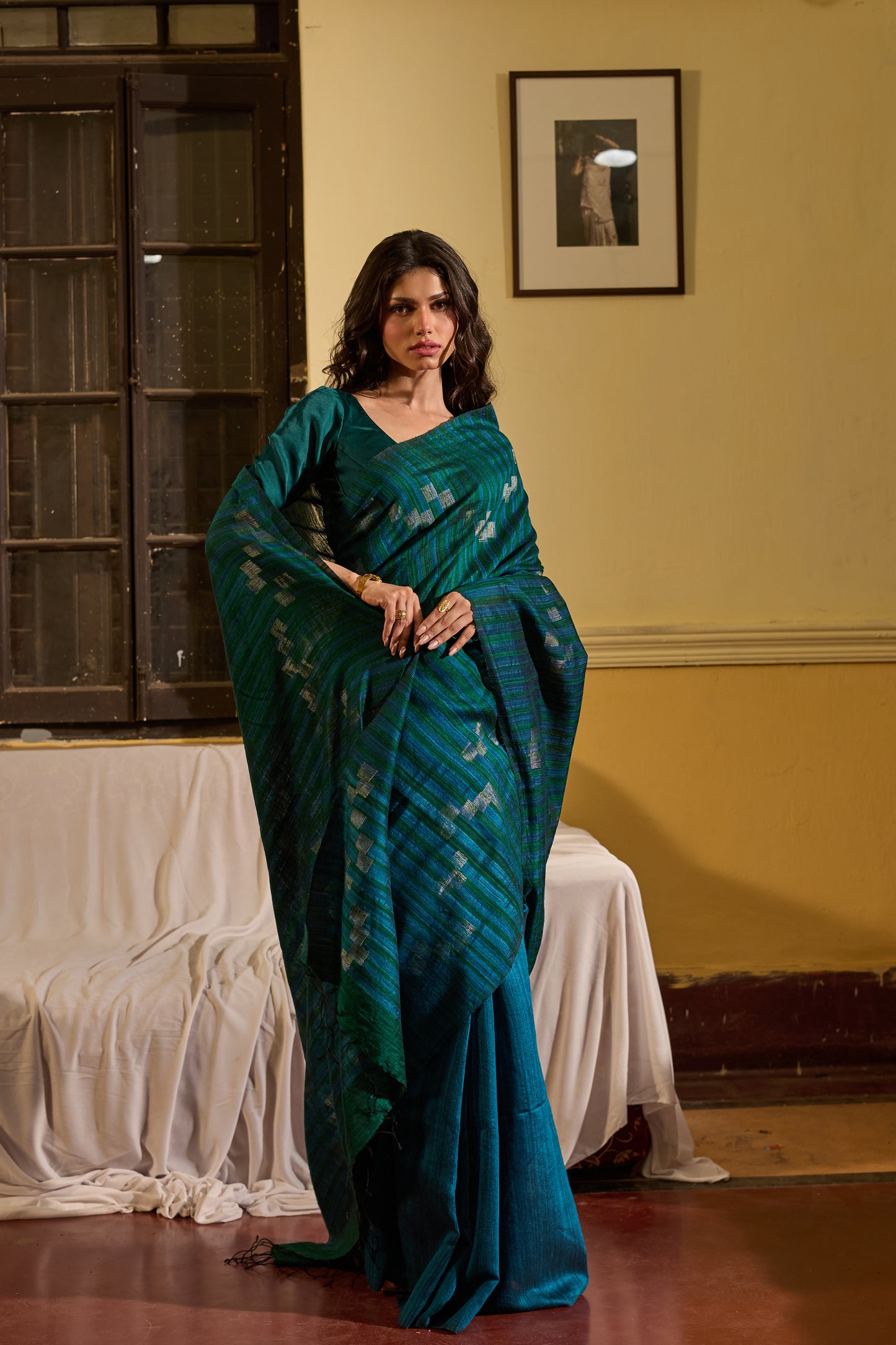 Green Pure Matka Silk Jamdani Handloom Saree