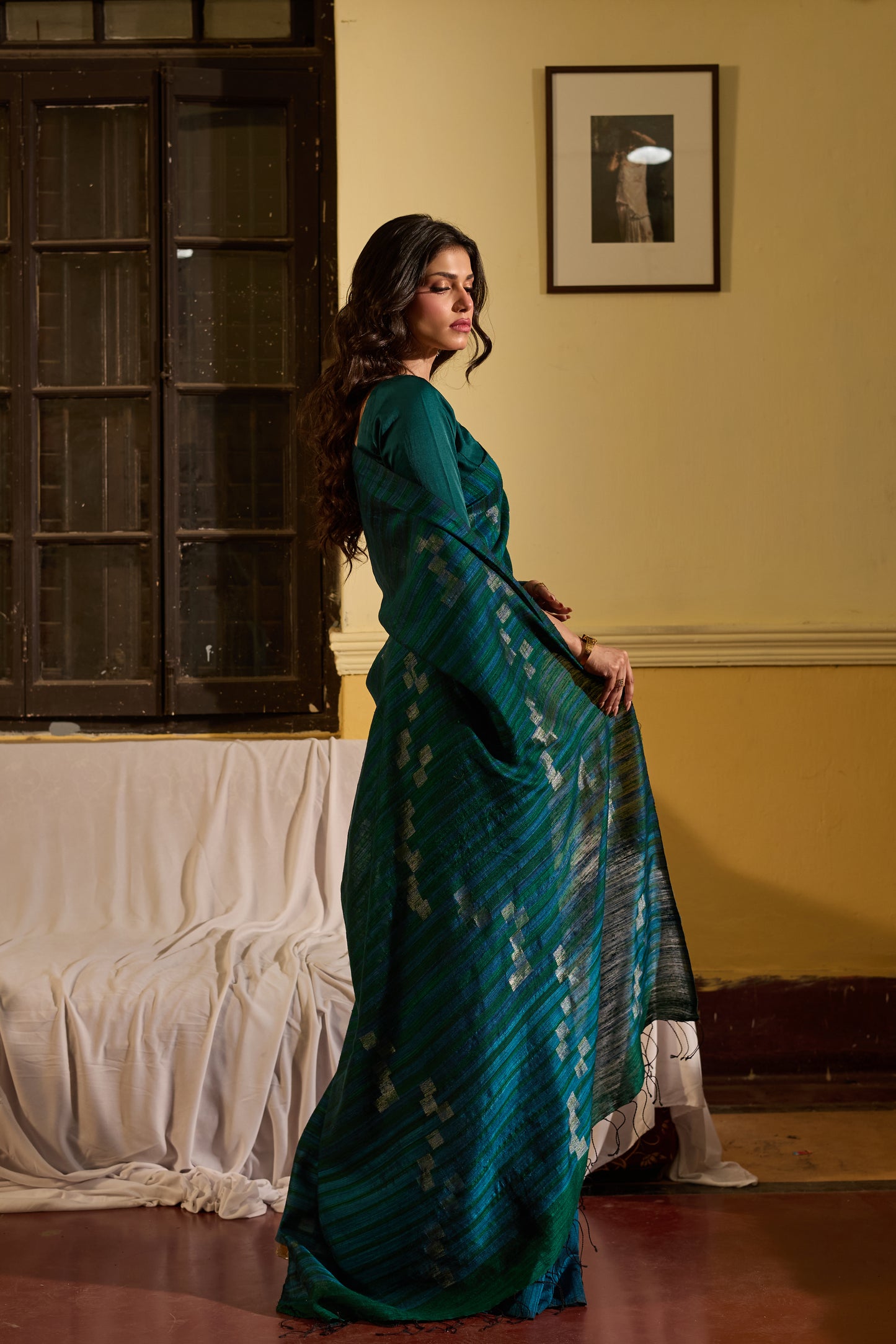 Green Pure Matka Silk Jamdani Handloom Saree