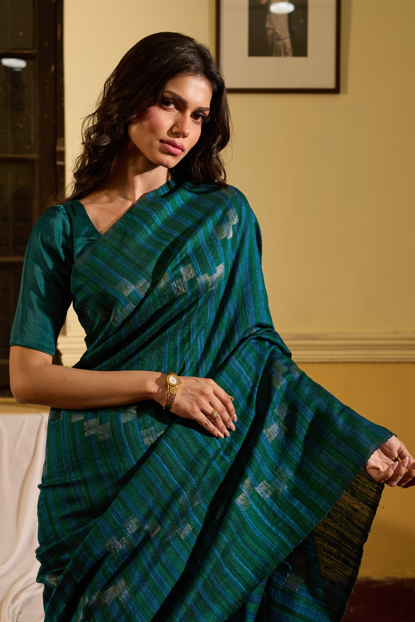 Green Pure Matka Silk Jamdani Handloom Saree
