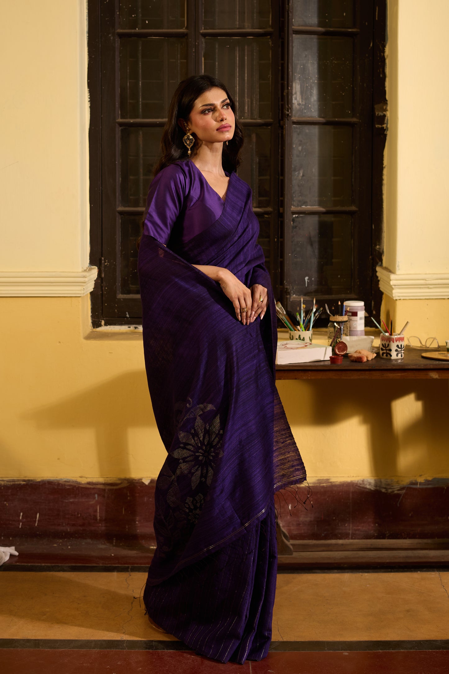 Purple Pure MatkaSilk Jamdani Handloom Saree