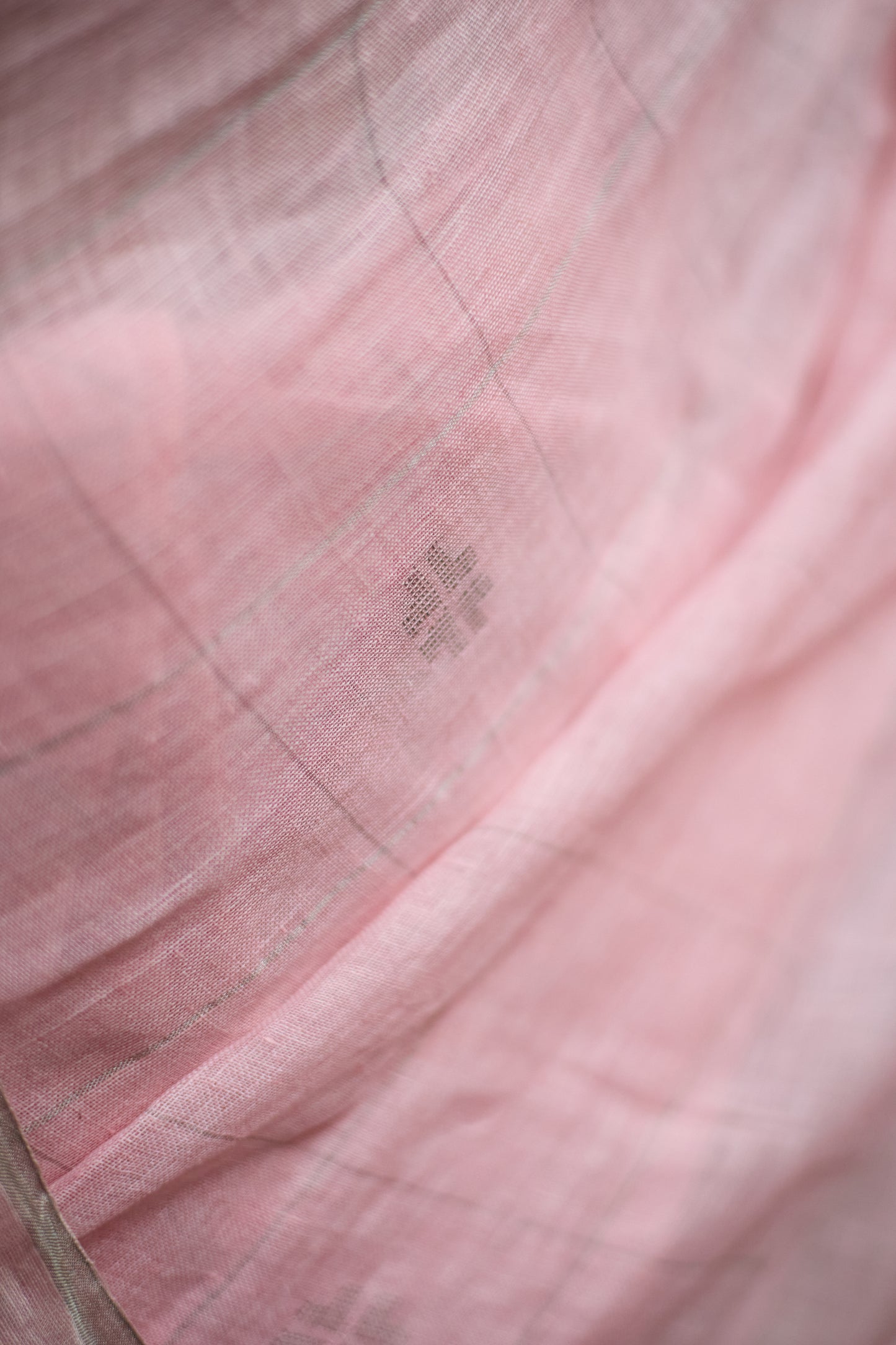 Pink Pure Linen Jamdani Handloom Saree