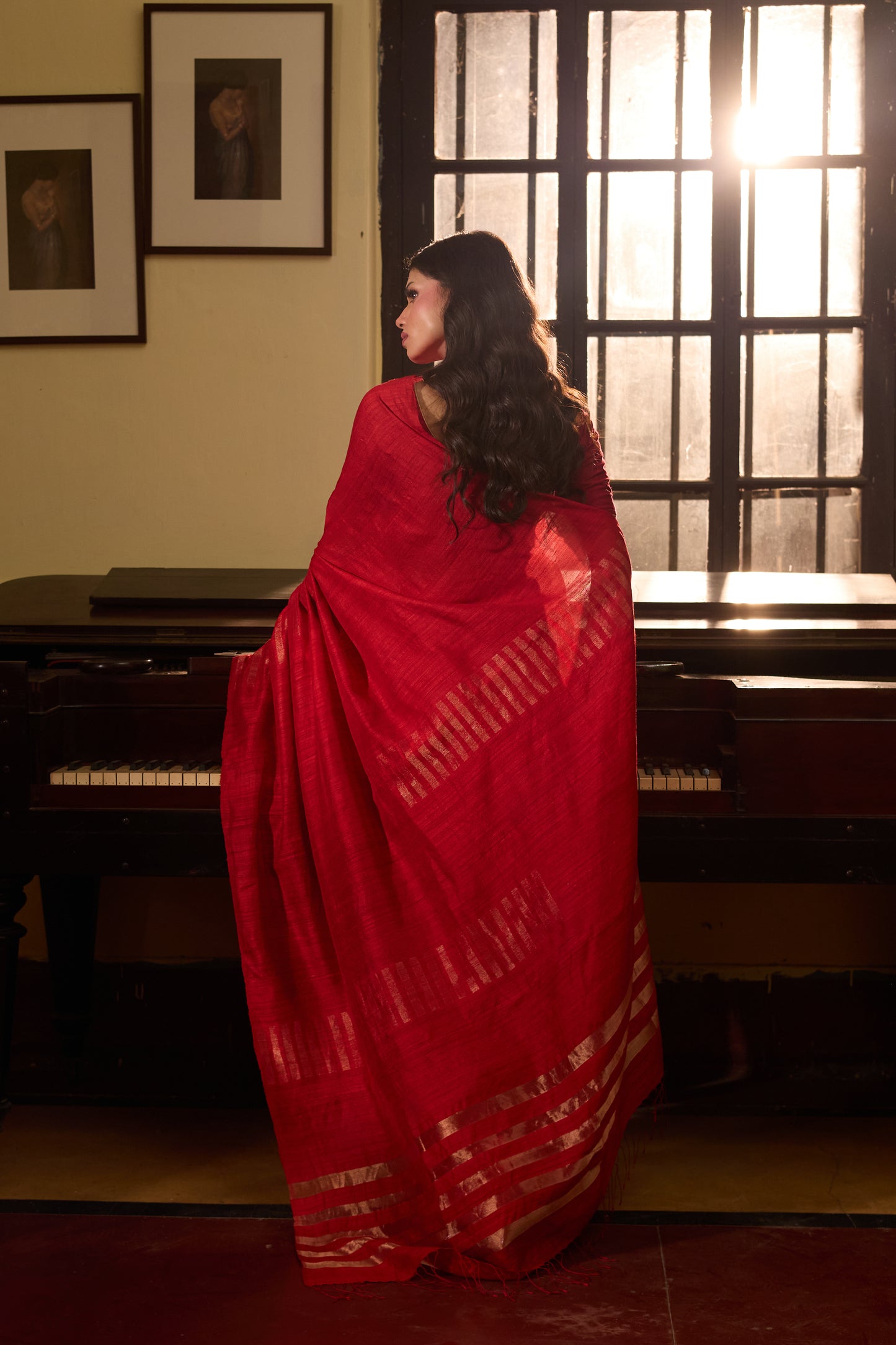 Red Pure Matka Silk Jamdani Handloom Saree