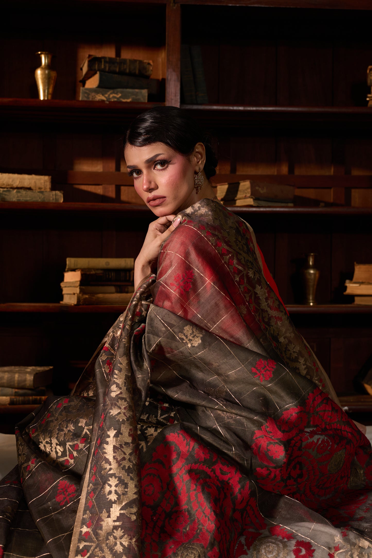 Green Pure Organza Silk Traditional Jamdani Saree