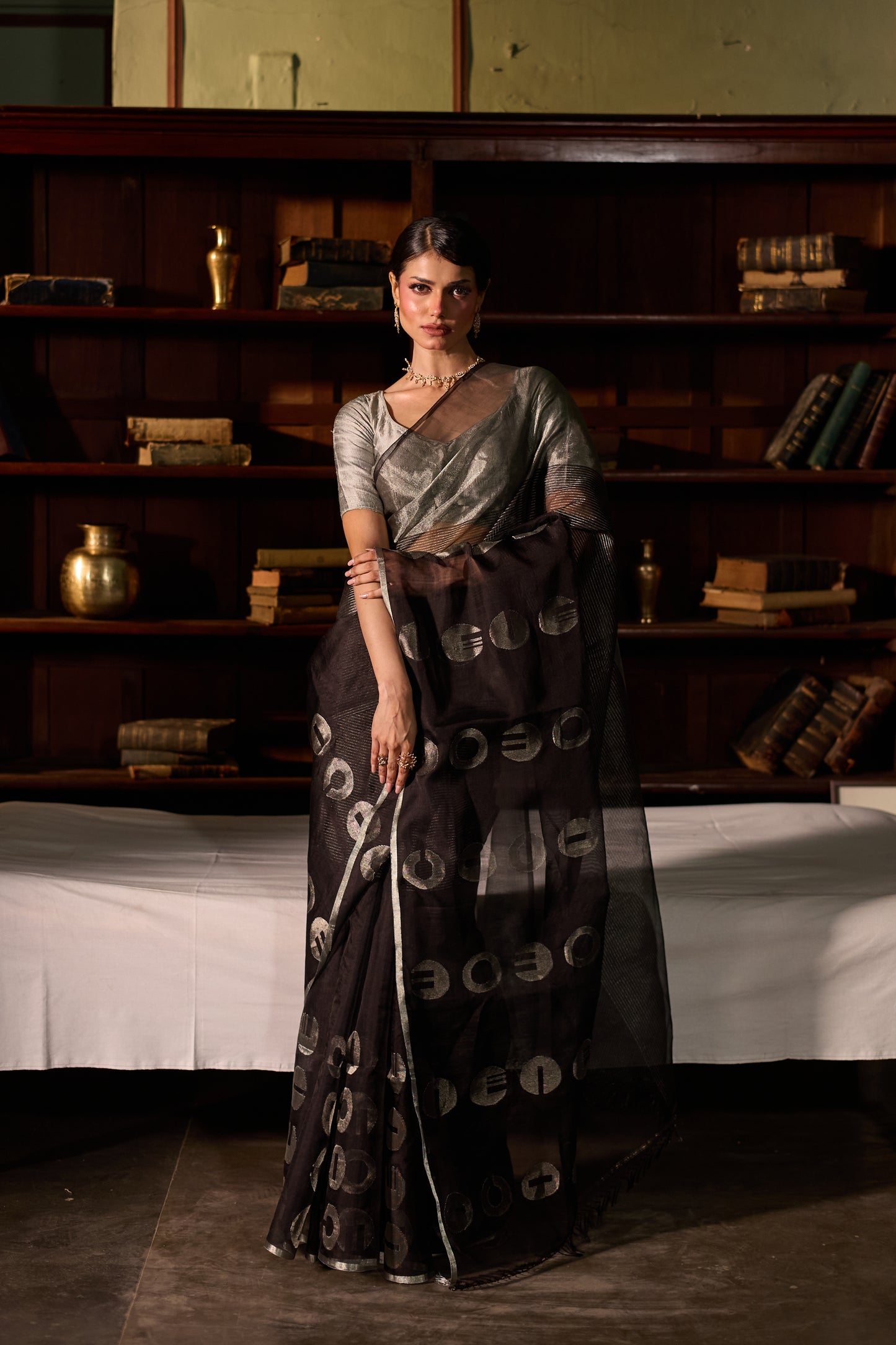 Black Pure Organza Jamdani Handloom Saree