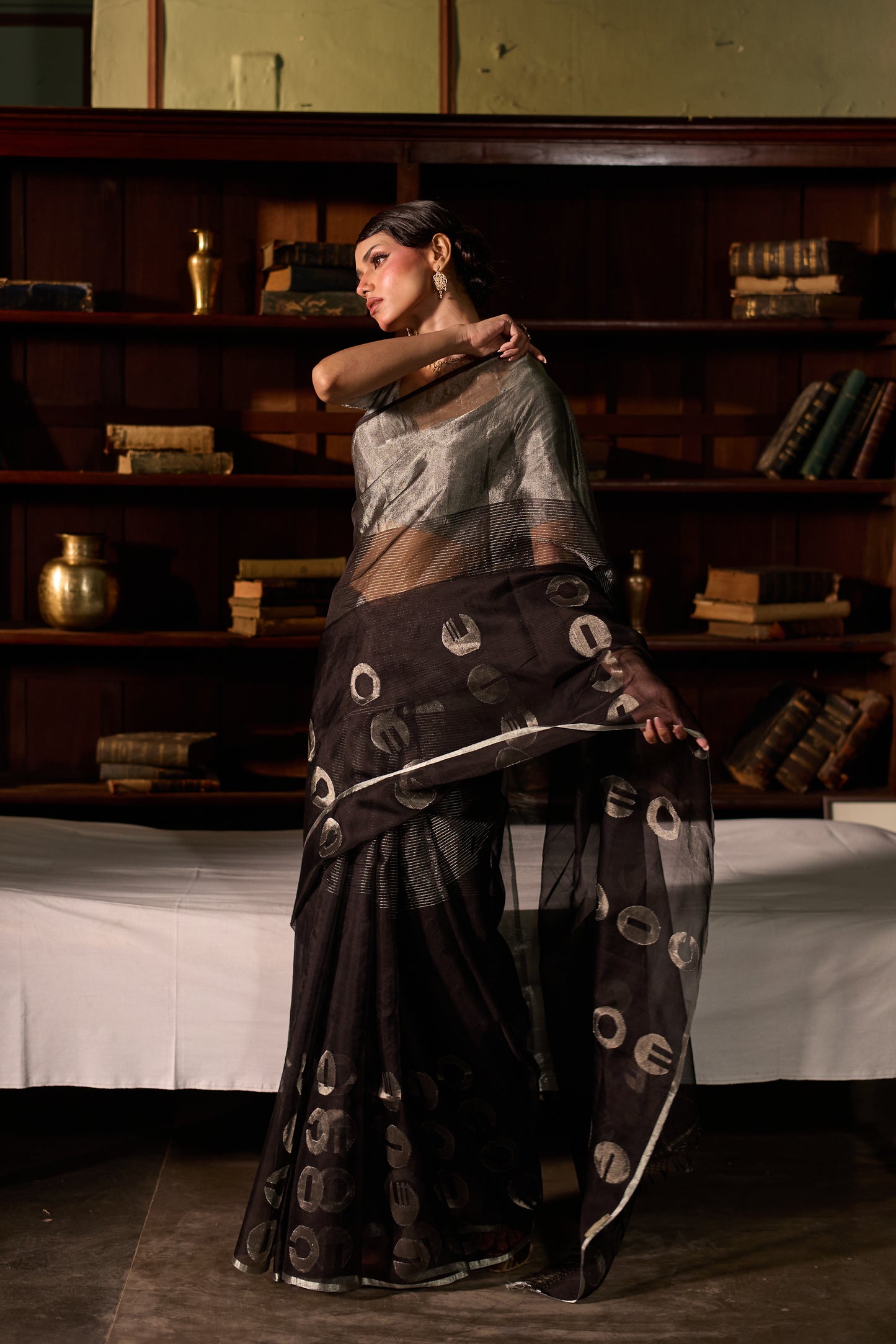 Black Pure Organza Jamdani Handloom Saree