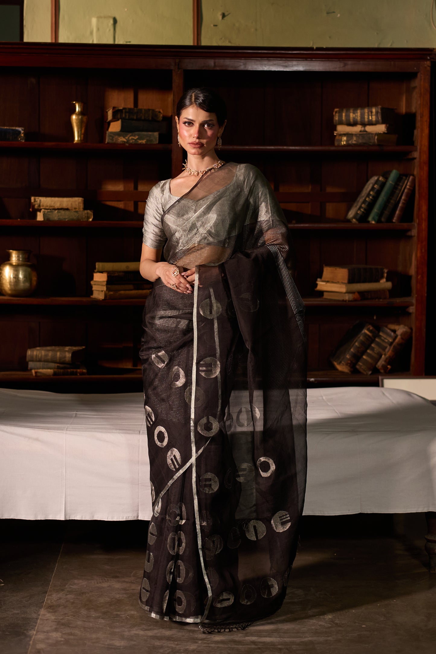 Black Pure Organza Jamdani Handloom Saree