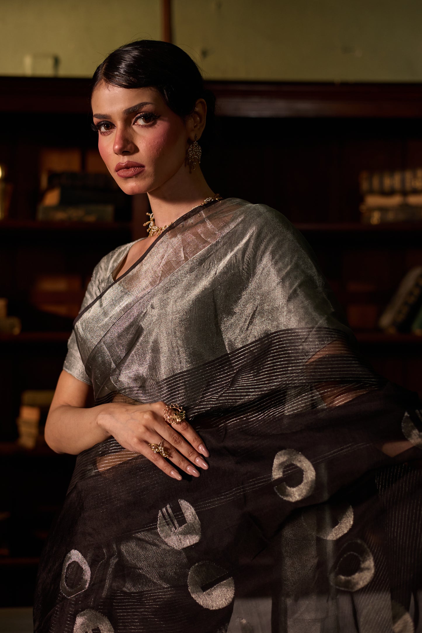 Black Pure Organza Jamdani Handloom Saree