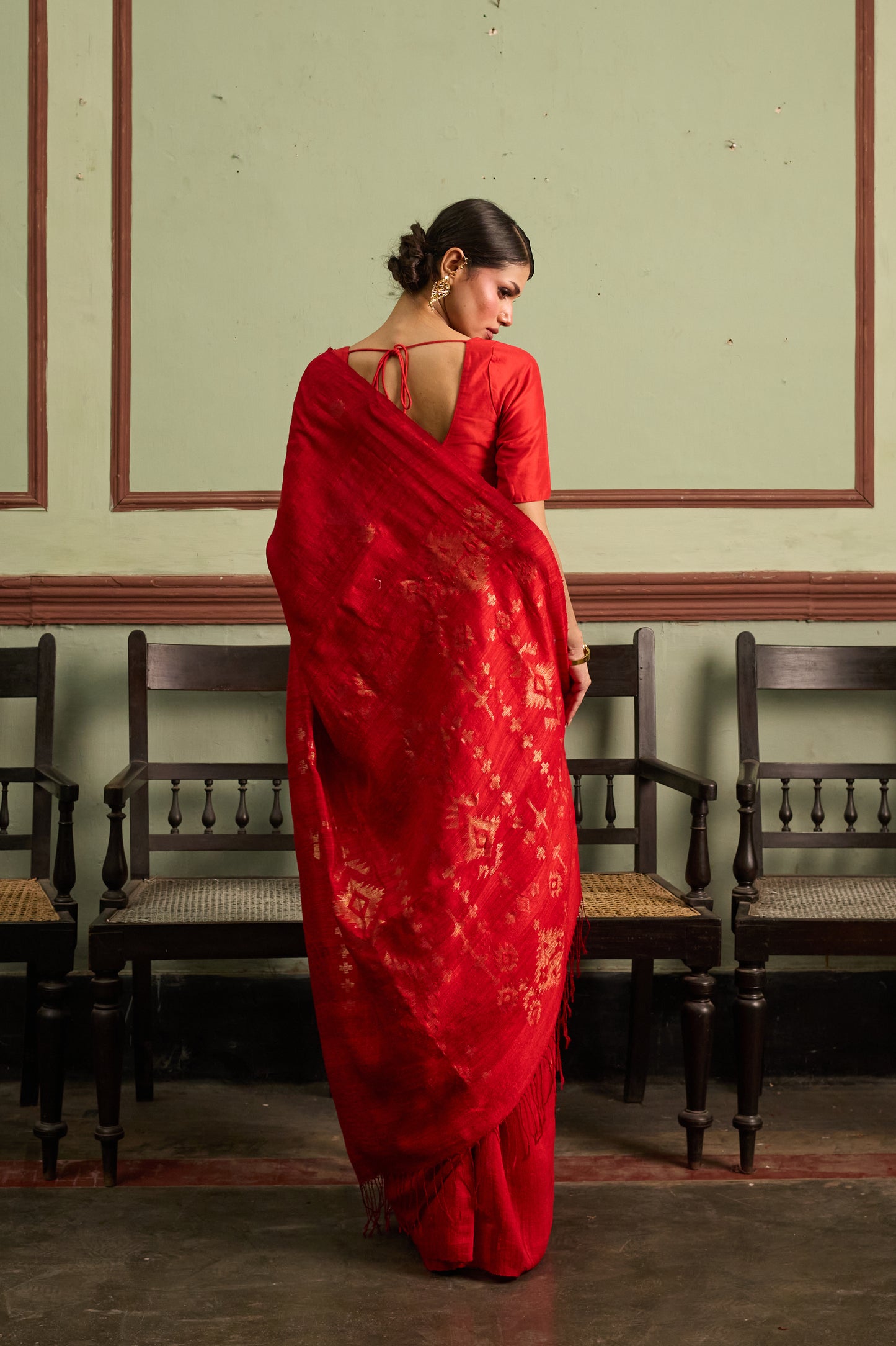 Red Pure Matka Silk Jamdani Handloom Saree