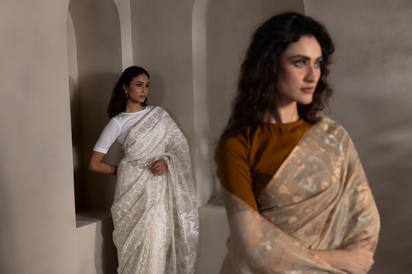 White Pure Organza Silk Traditional Jamdani Handloom Saree