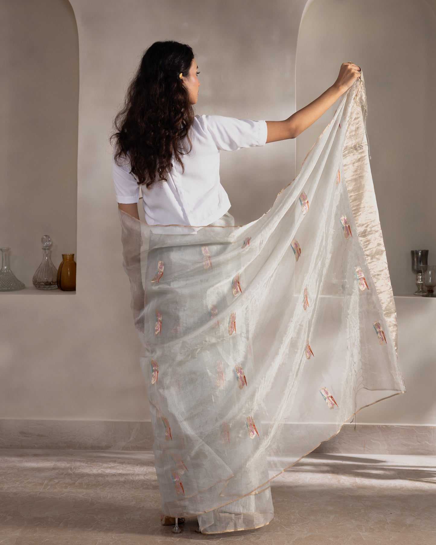 White Tissue Silk Handloom Saree