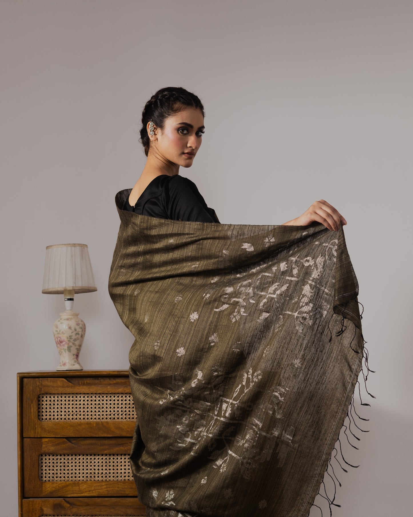 Green Pure Matka SilkJamdani Handloom Saree