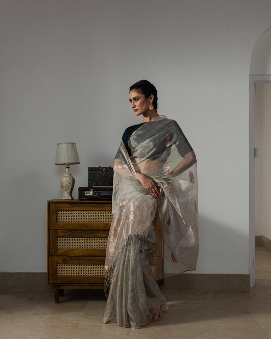 Green Tissue Silk Handloom Saree