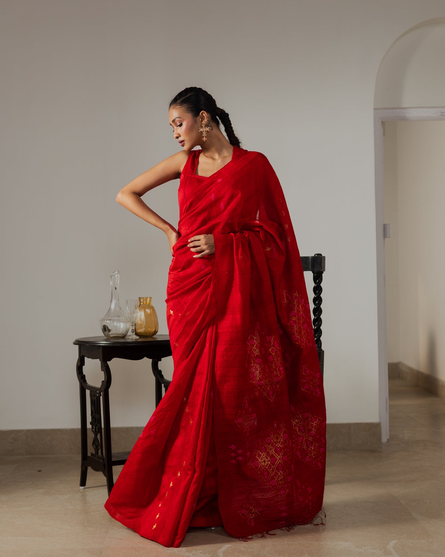 Red Pure Matka Silk Handloom Saree