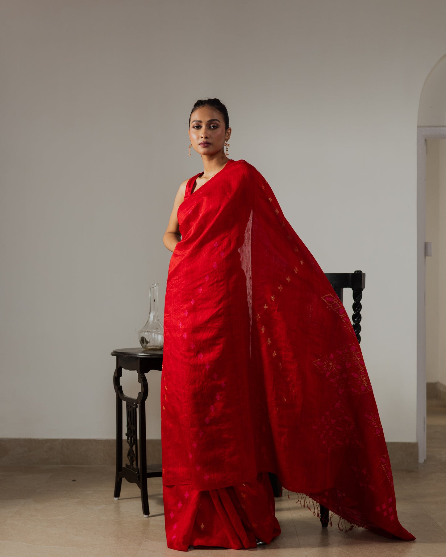Red Pure Matka Silk Handloom Saree